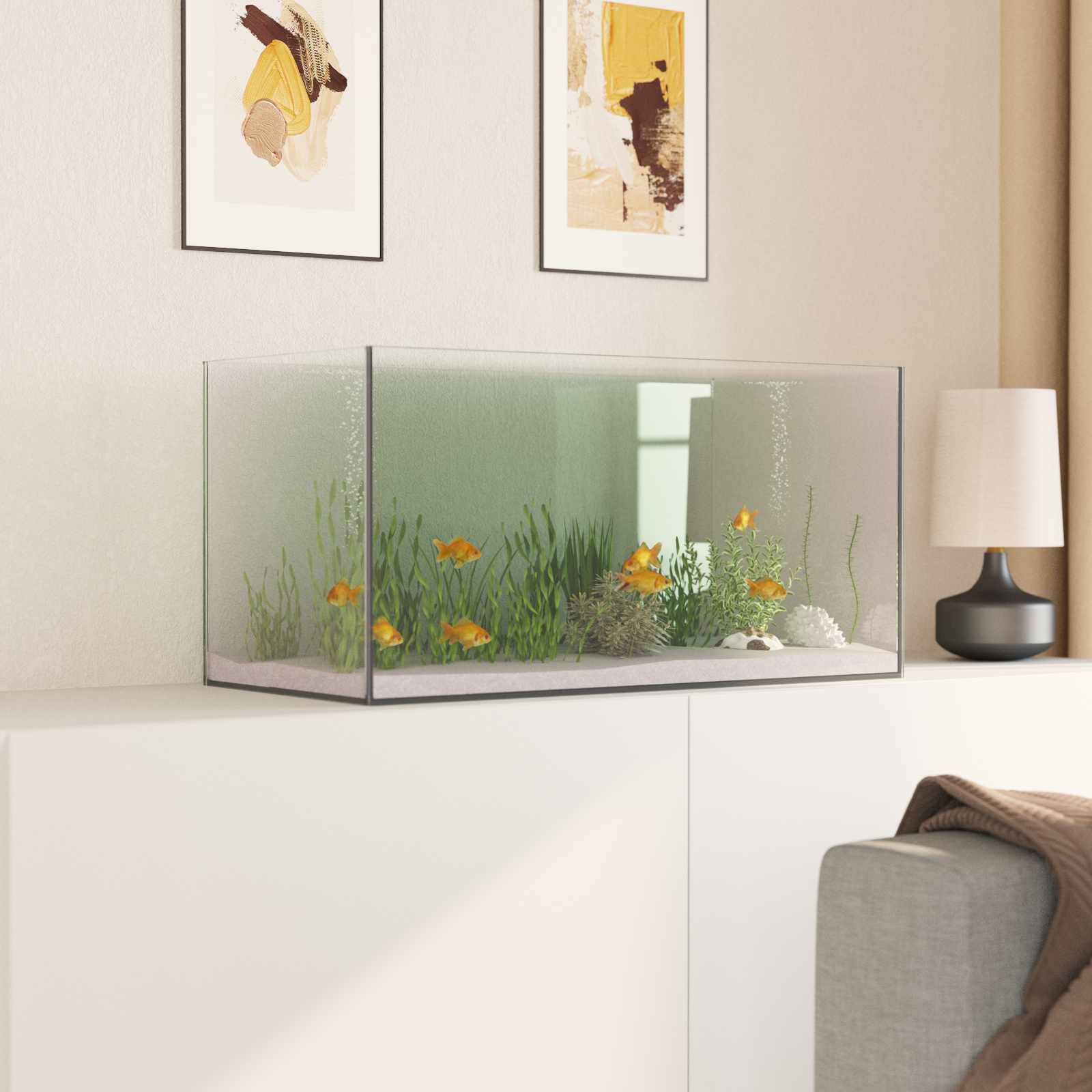 Acquario con archiviazione Trasparente 60 x 30 x 30 cm Vetro