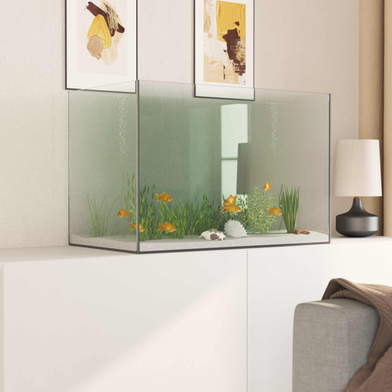Acquario con archiviazione Trasparente 60 x 35 x 40 cm Vetro