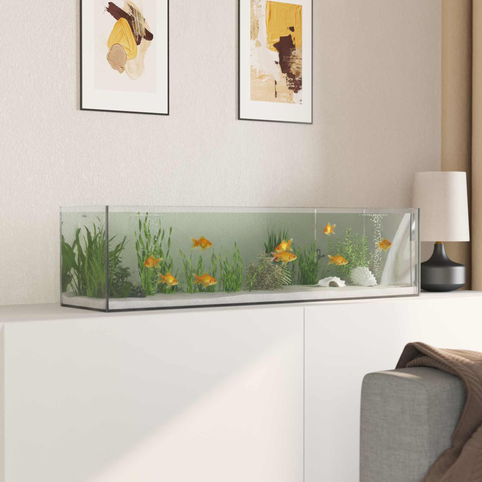 Acquario con archiviazione Trasparente 80 x 20 x 20 cm Vetro