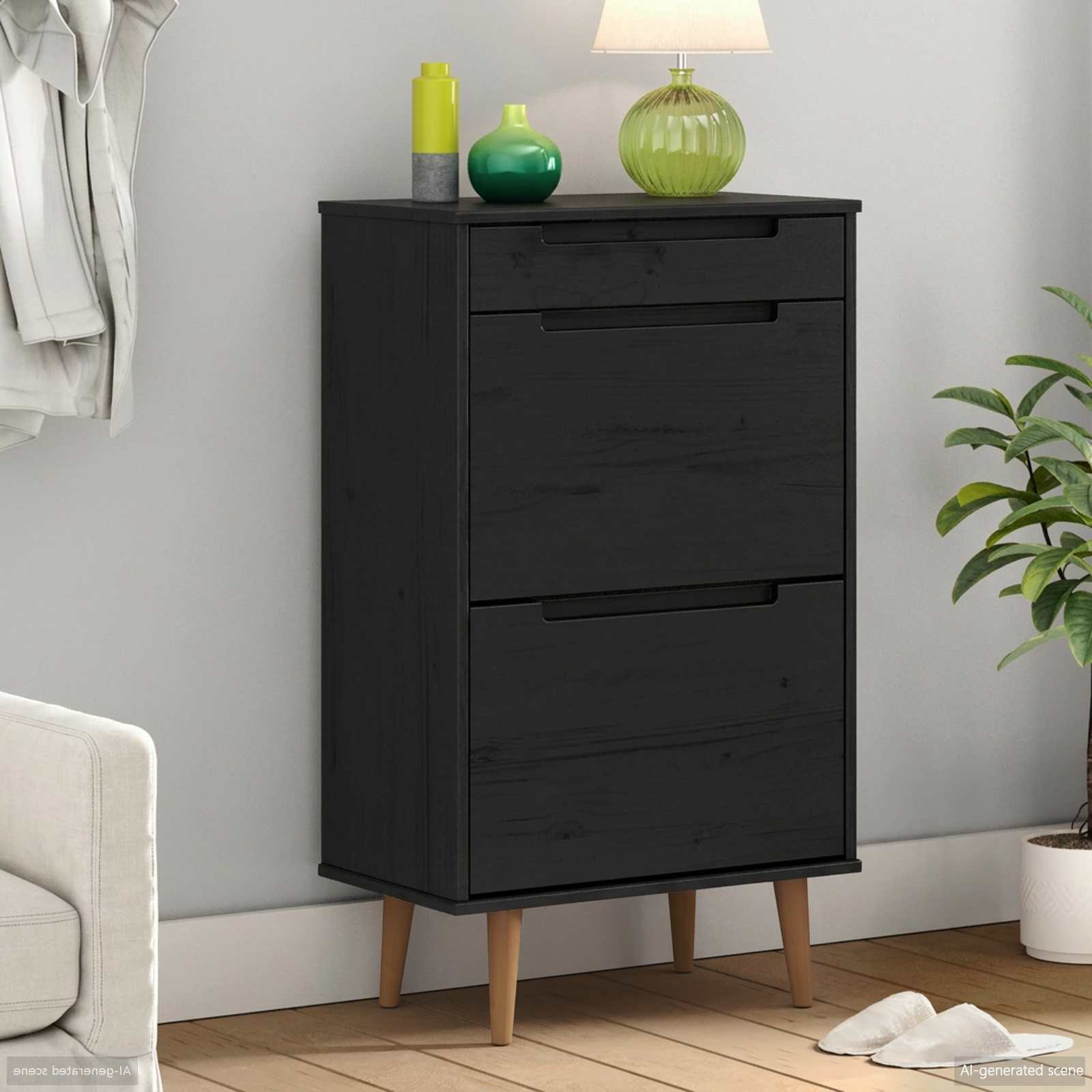 Mobile per scarpe MOLDE 59,5 x 35 x 103 cm Nero