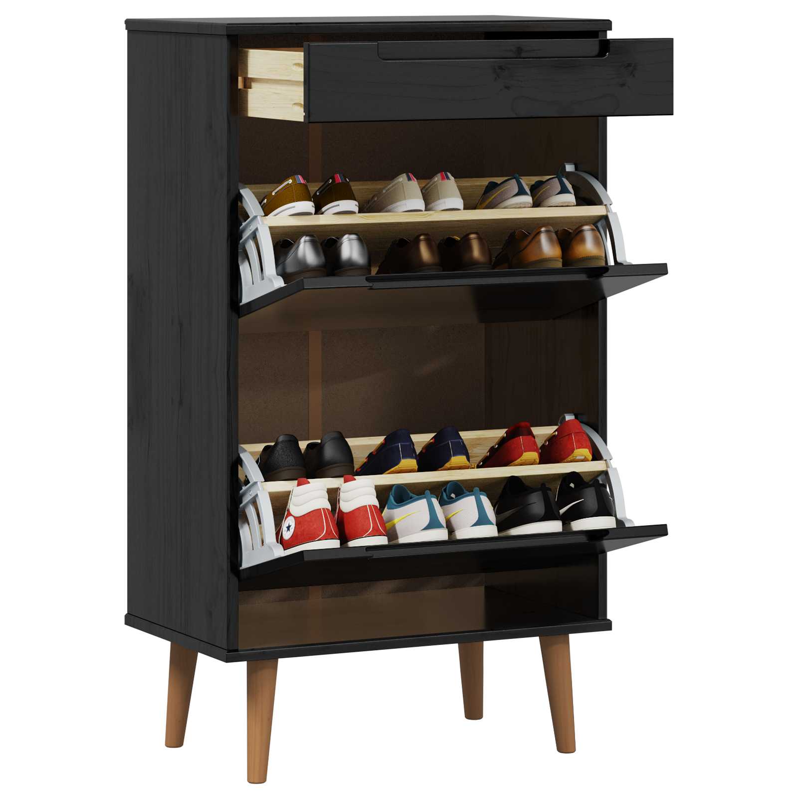 Mobile per scarpe MOLDE 59,5 x 35 x 103 cm Nero