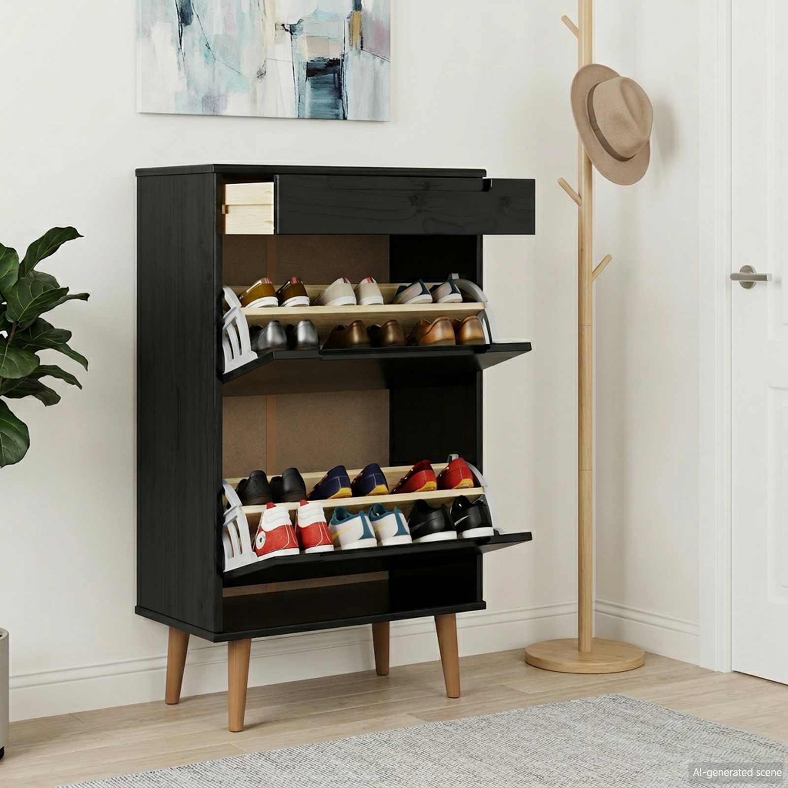 Mobile per scarpe MOLDE 59,5 x 35 x 103 cm Nero