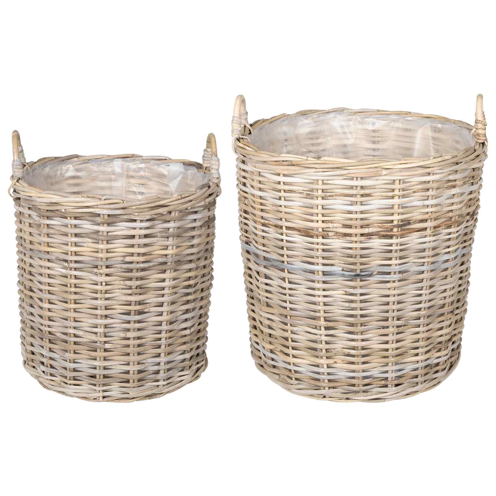 Cestino per piante GENDT 2 pz Grigio naturale Rattan Kubu