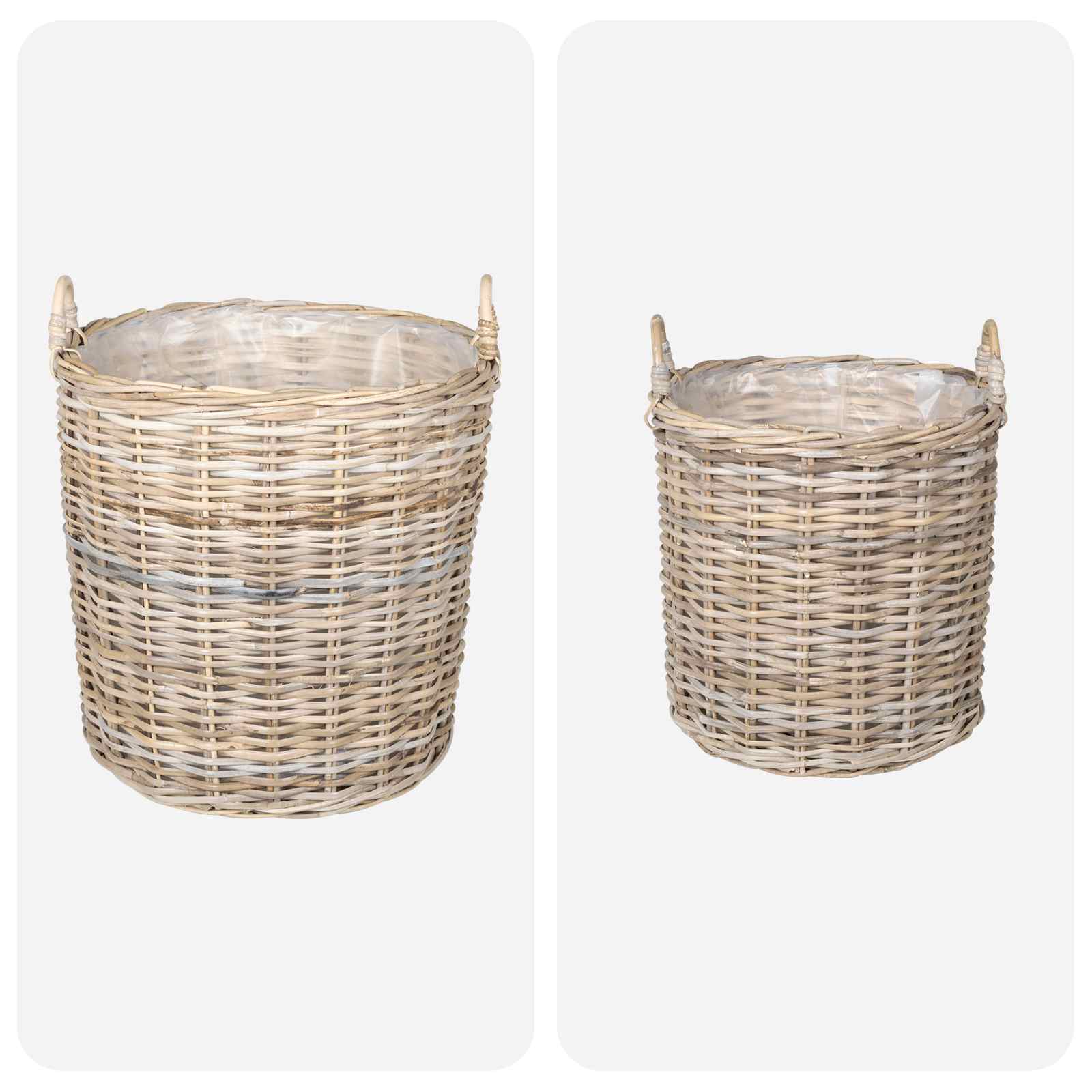 Cestino per piante GENDT 2 pz Grigio naturale Rattan Kubu