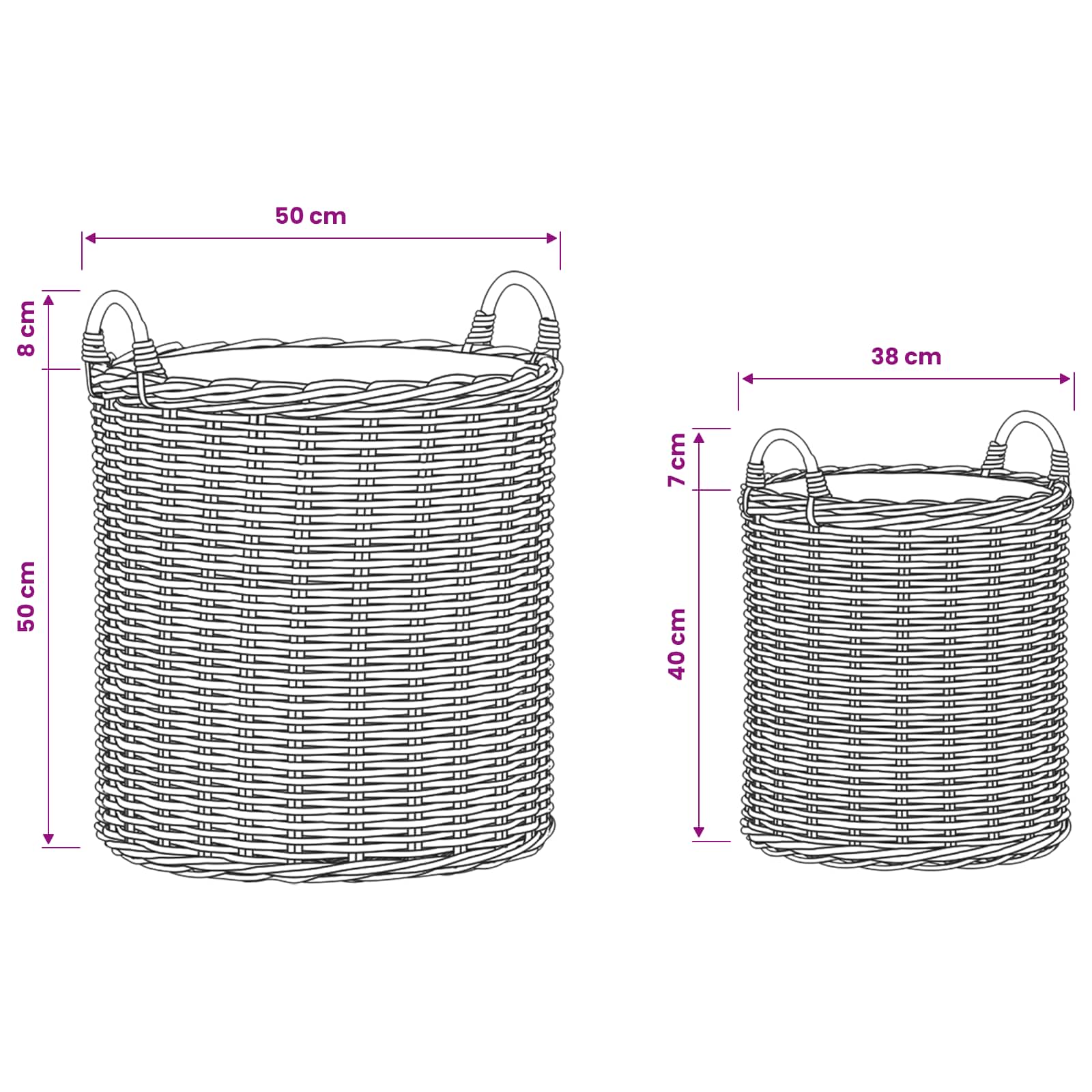Cestino per piante GENDT 2 pz Grigio naturale Rattan Kubu