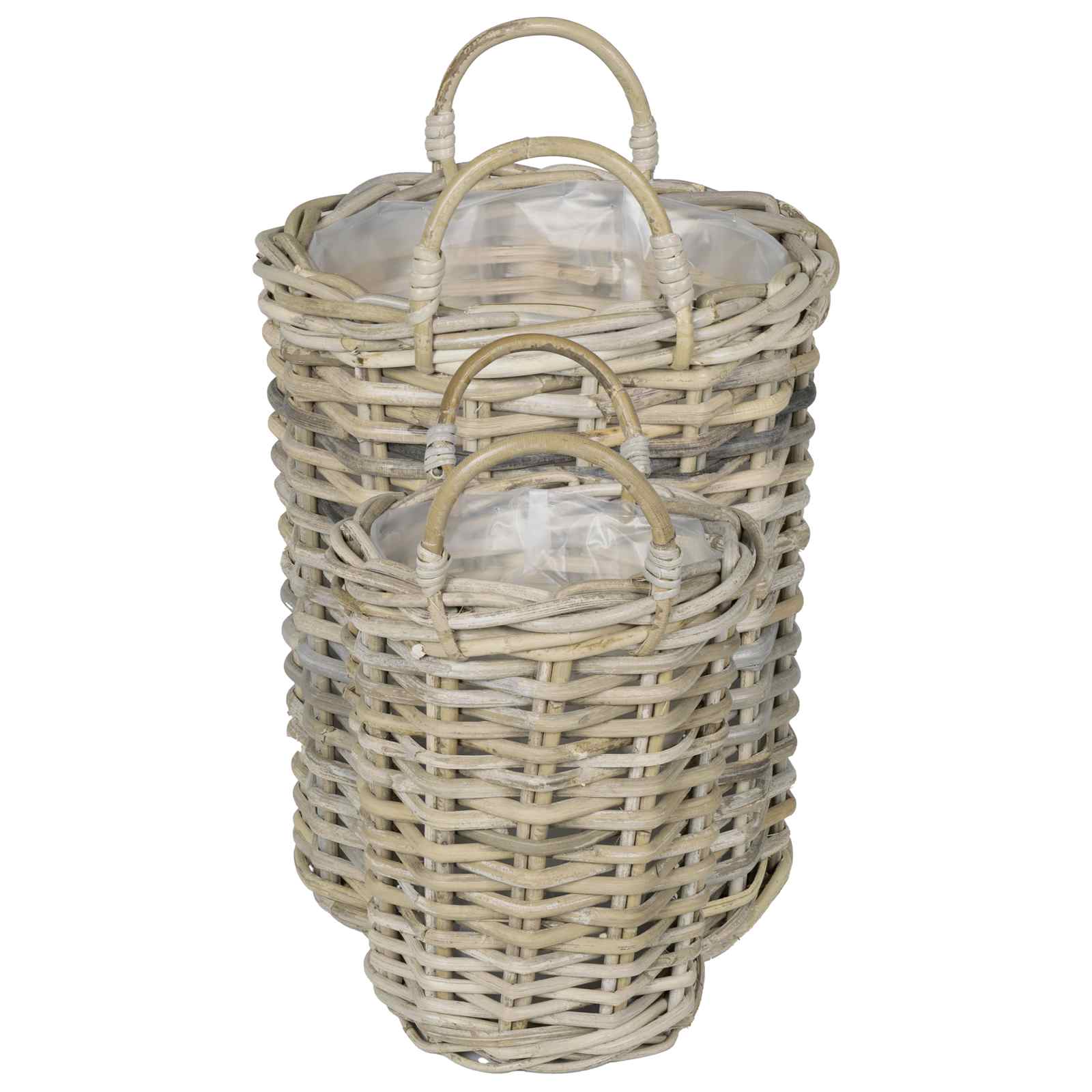 Cesto per Piante GENDT 2 pz Grigio naturale Rattan Kubu