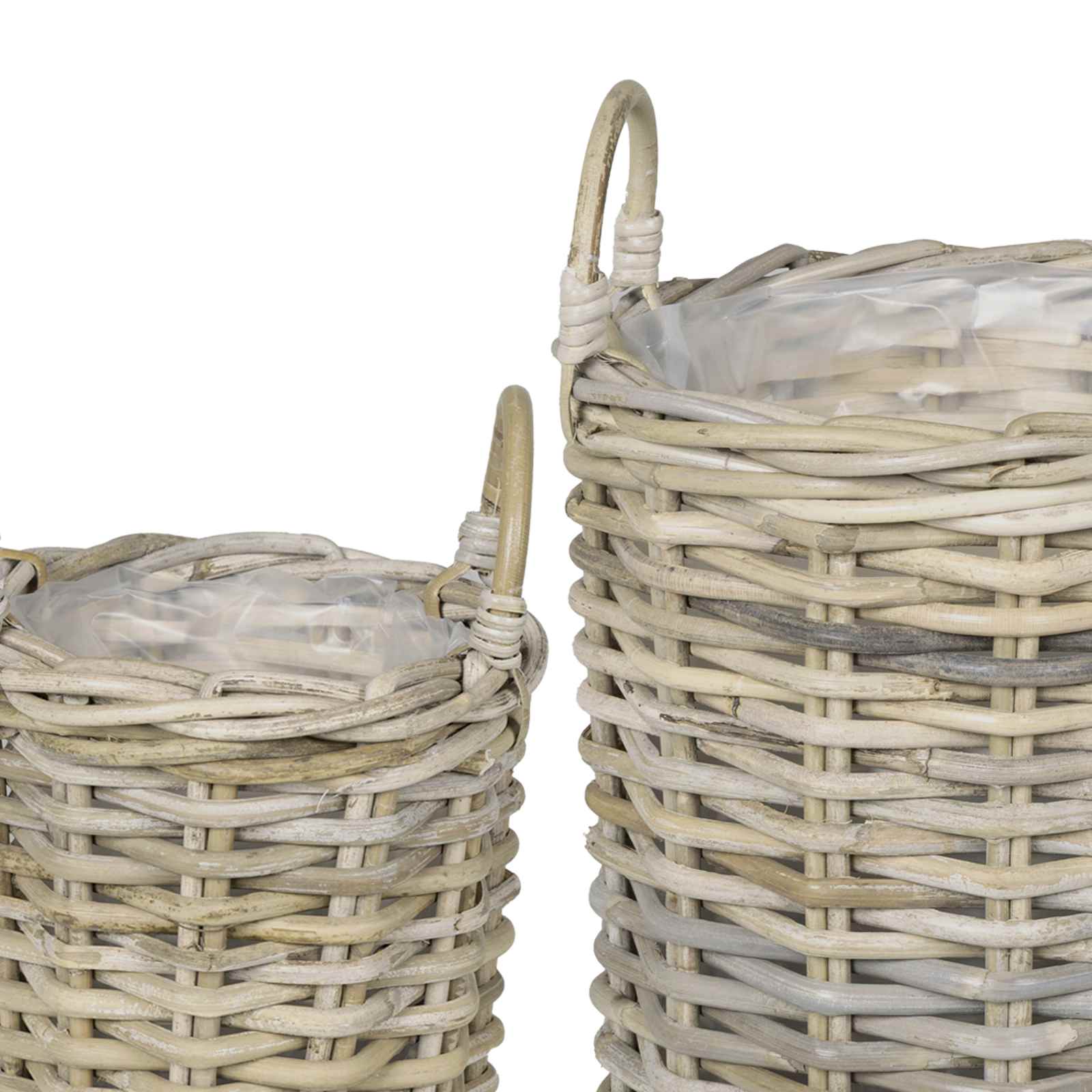 Cesto per Piante GENDT 2 pz Grigio naturale Rattan Kubu