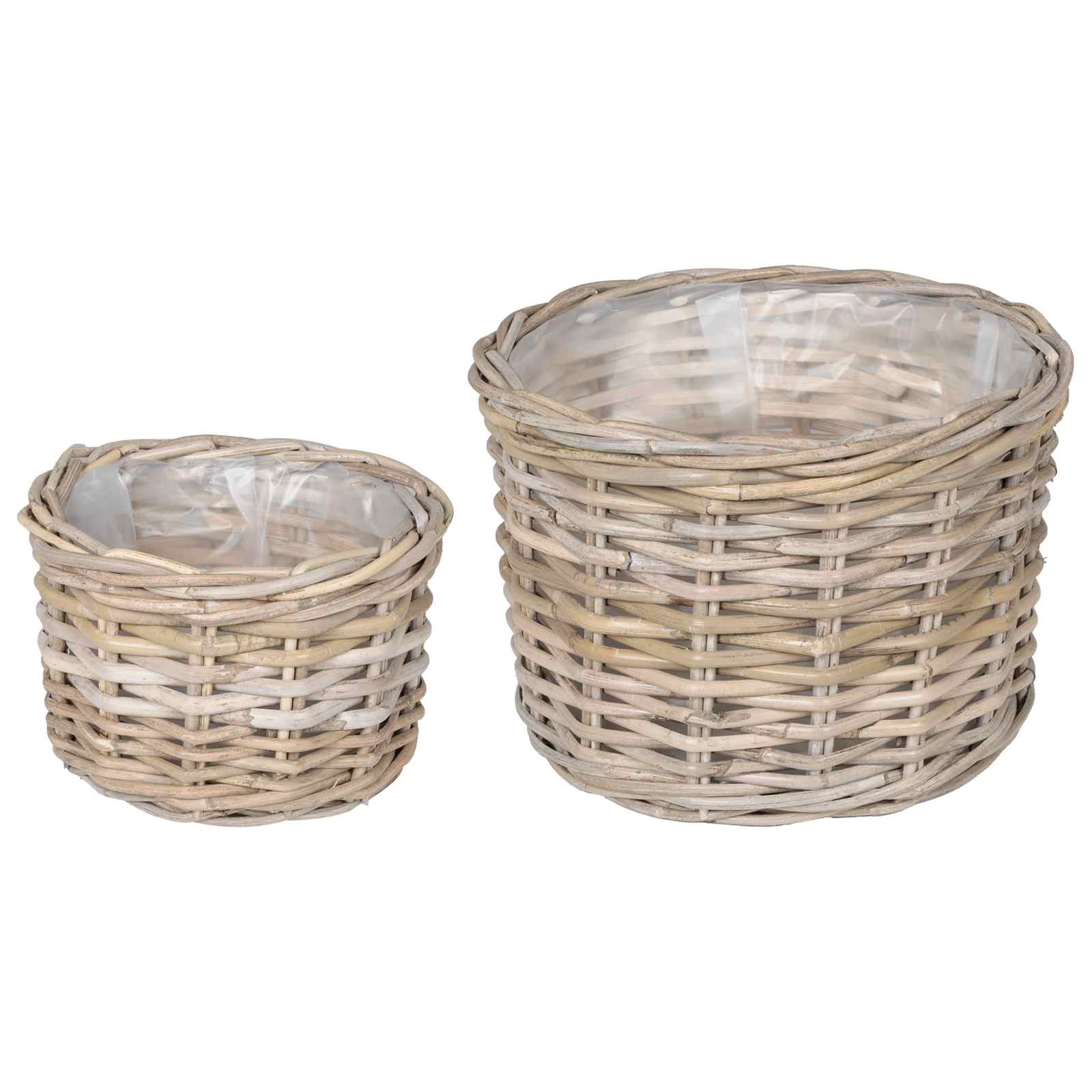 Cestino per Piante GENDT 2 pz Grigio naturale Rattan Kubu