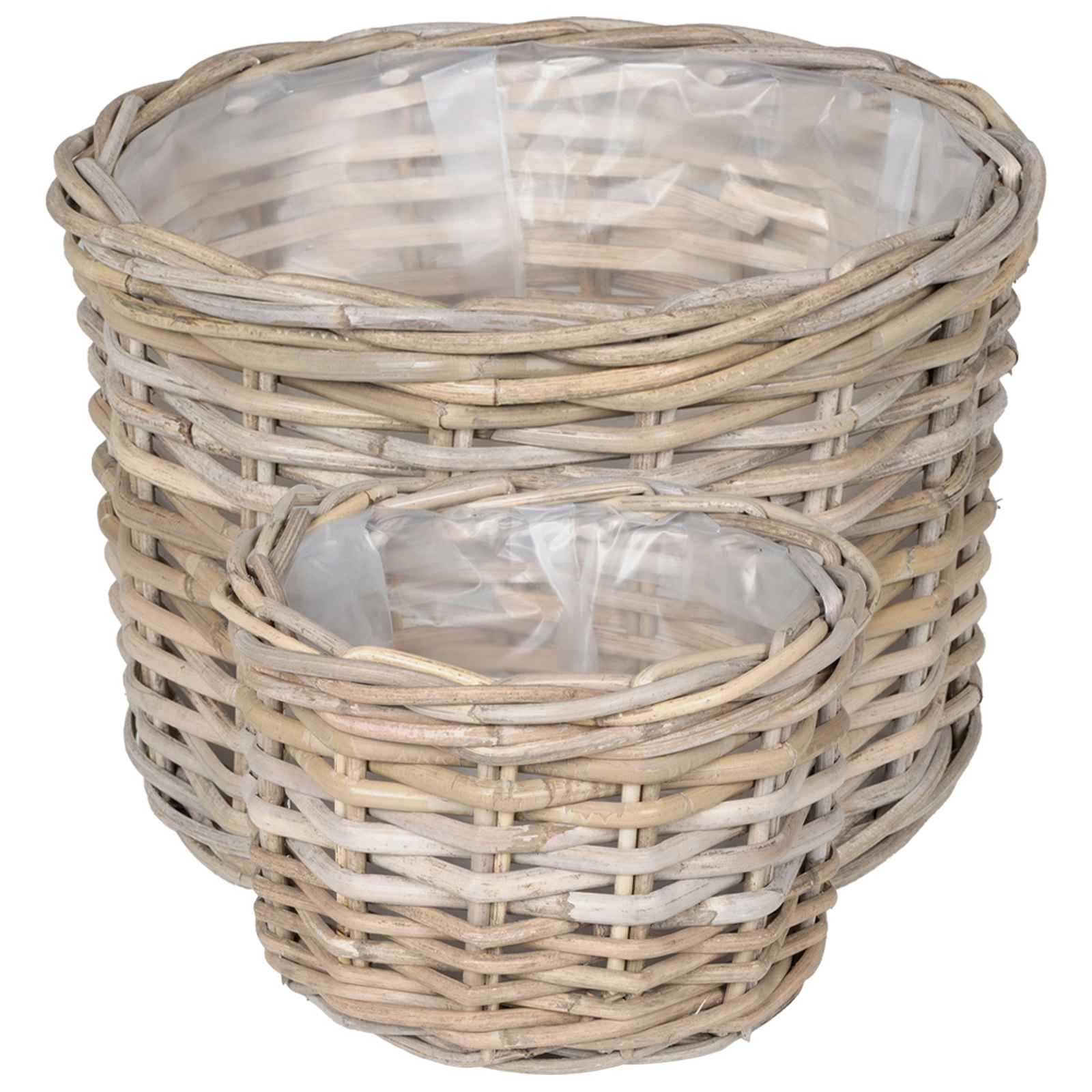 Cestino per Piante GENDT 2 pz Grigio naturale Rattan Kubu
