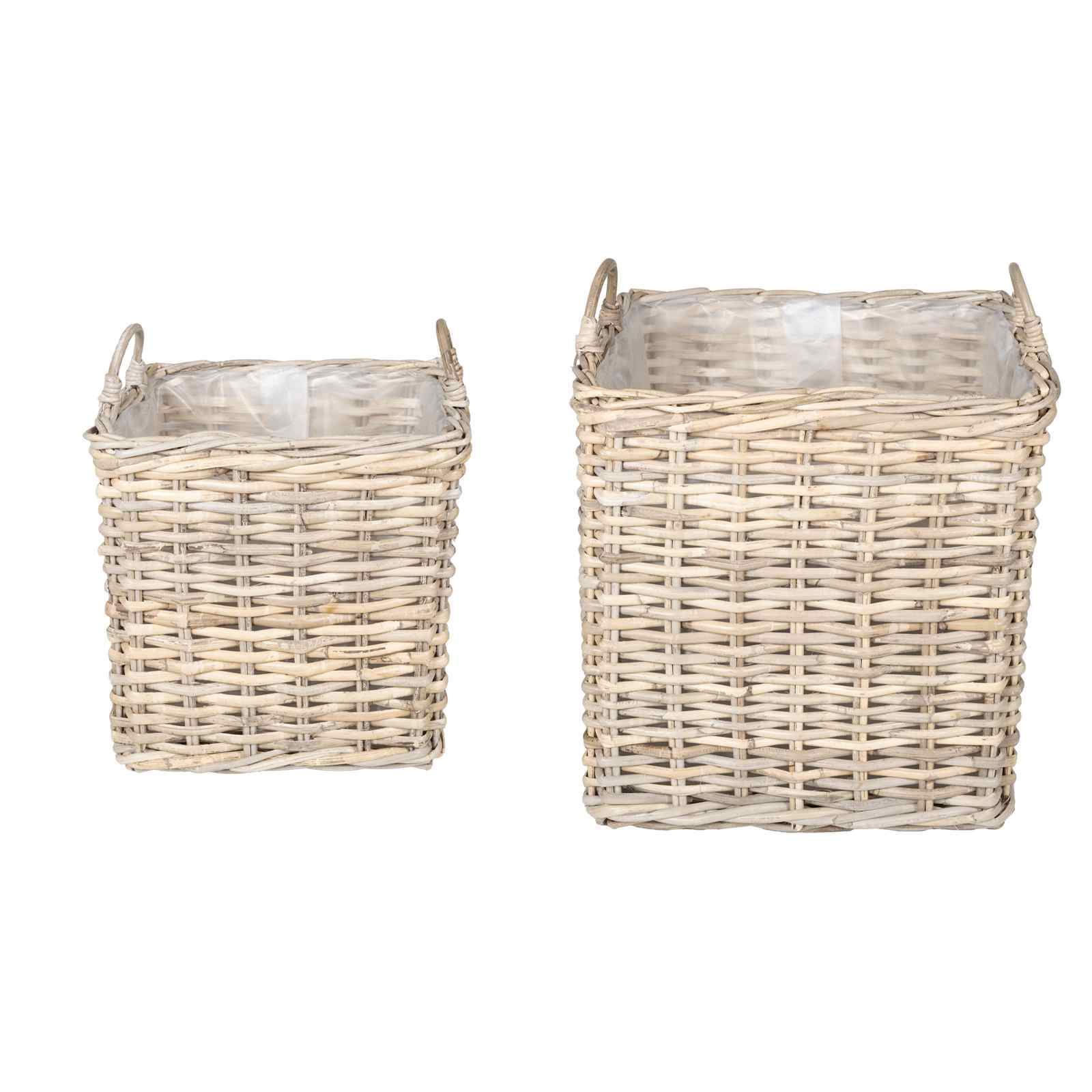 Cestino per Piante GENDT 2 pz Grigio naturale Rattan Kubu
