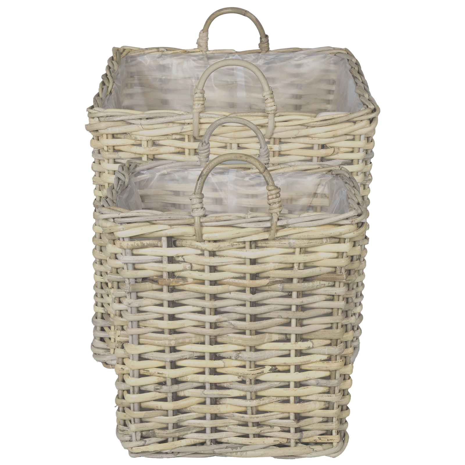 Cestino per Piante GENDT 2 pz Grigio naturale Rattan Kubu
