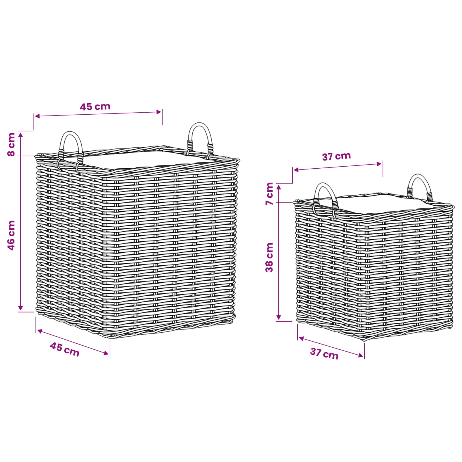 Cestino per Piante GENDT 2 pz Grigio naturale Rattan Kubu