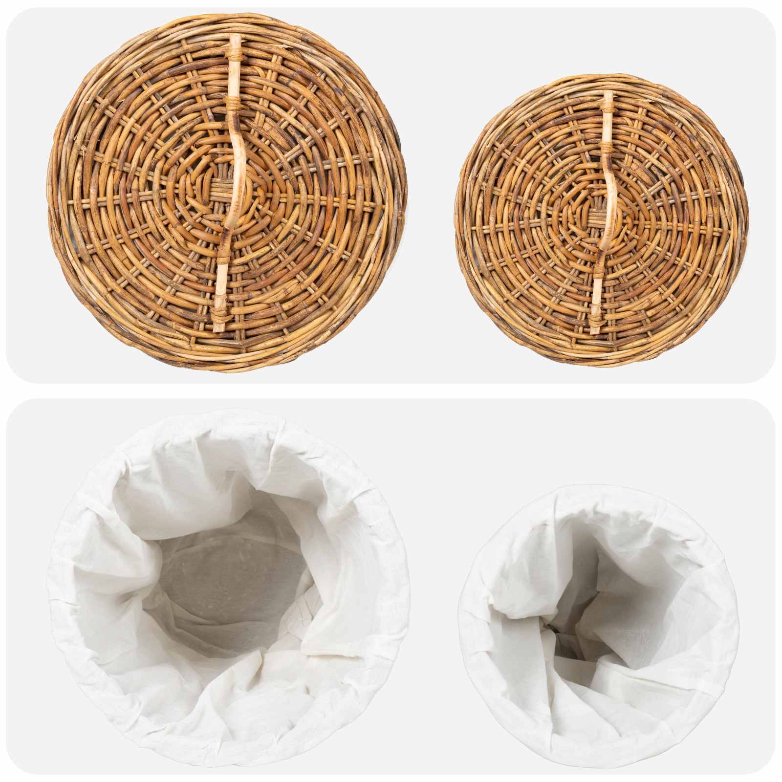 Cesto per la biancheria con coperchio GENDT 2 pz Rattan Kubu