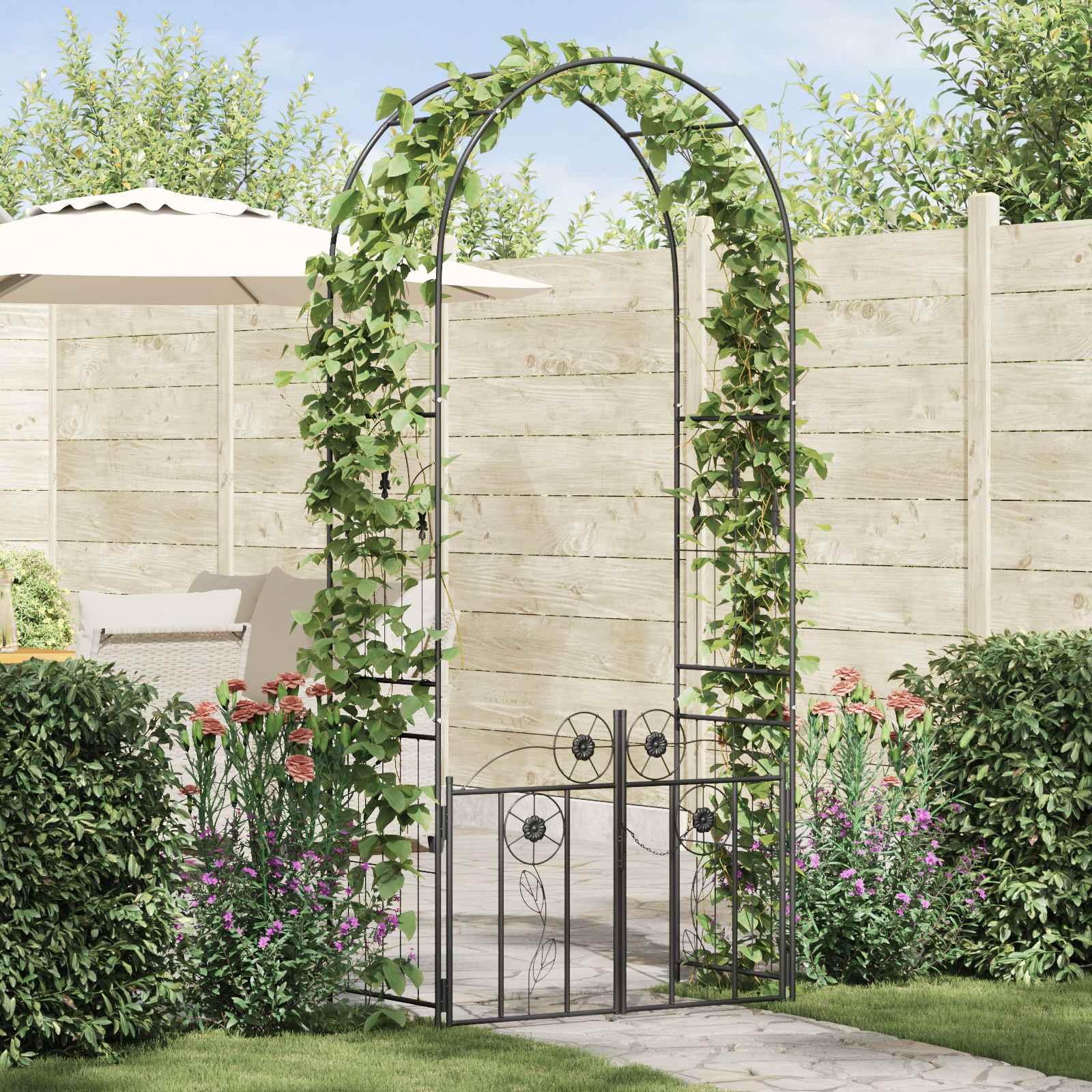 Arco da Giardino Nero 102 x 50 x 218 cm Acciaio