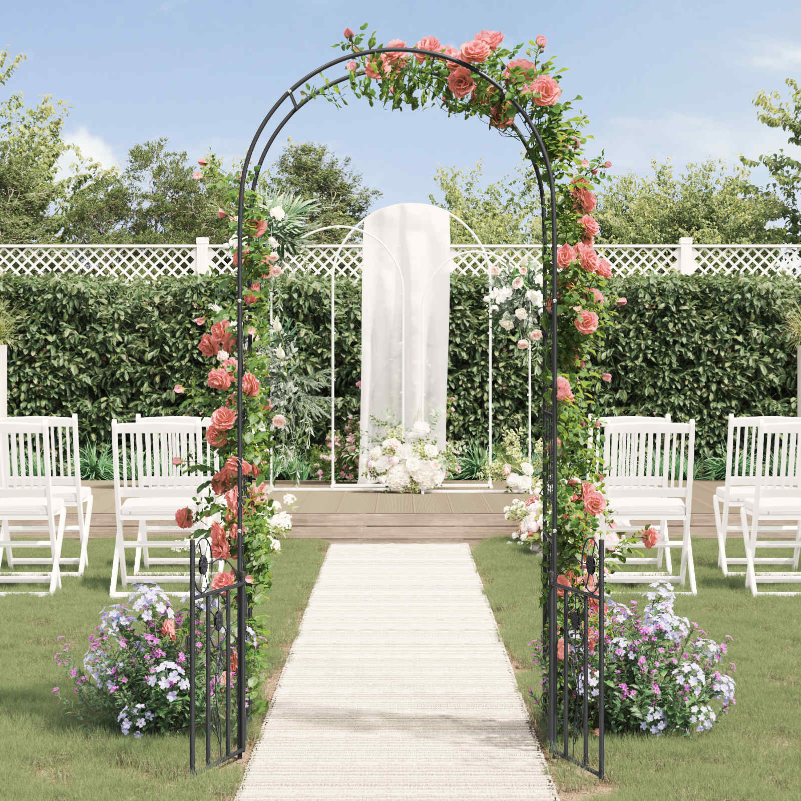 Arco da Giardino Nero 102 x 50 x 218 cm Acciaio