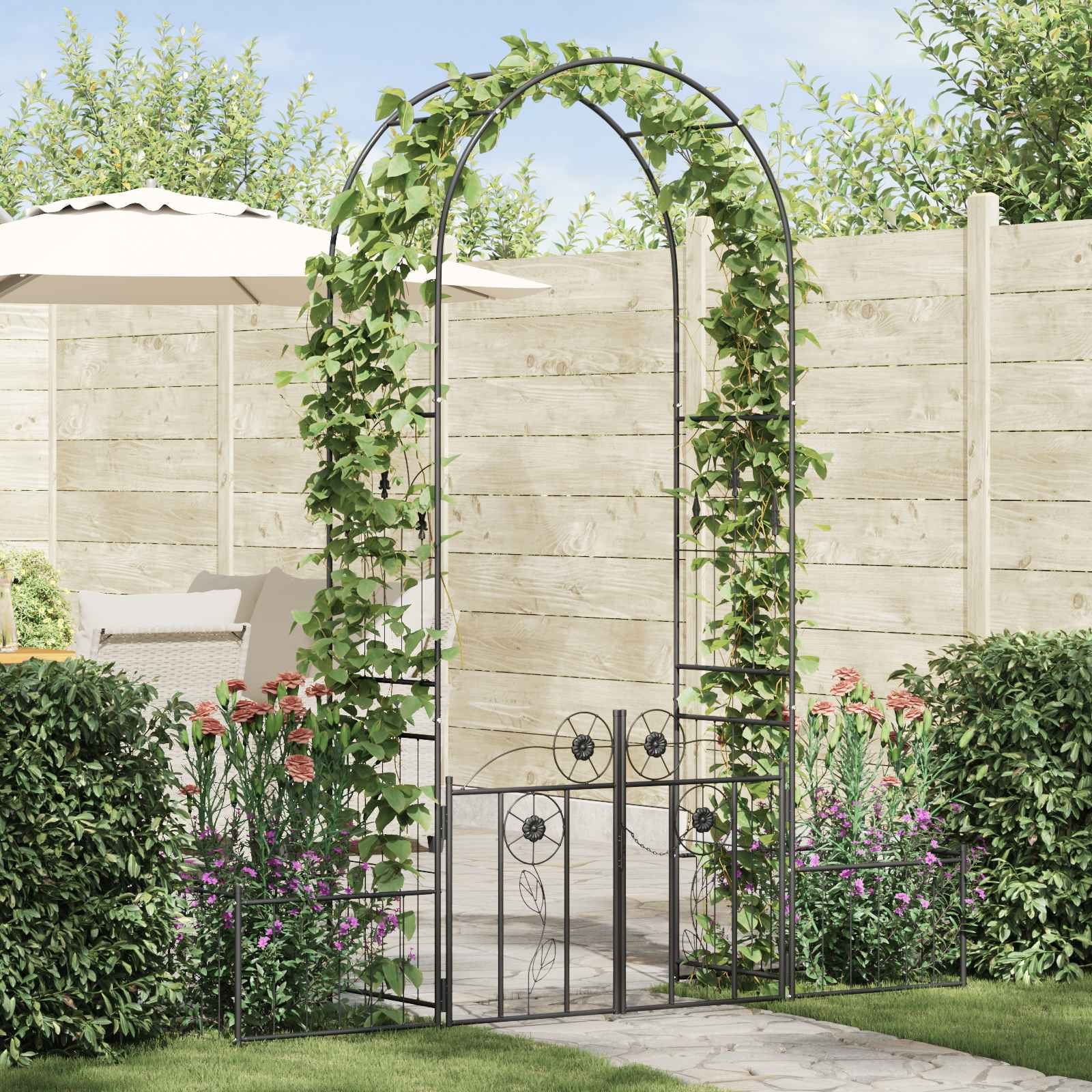 Arco da Giardino Nero 203 x 50 x 218 cm Acciaio