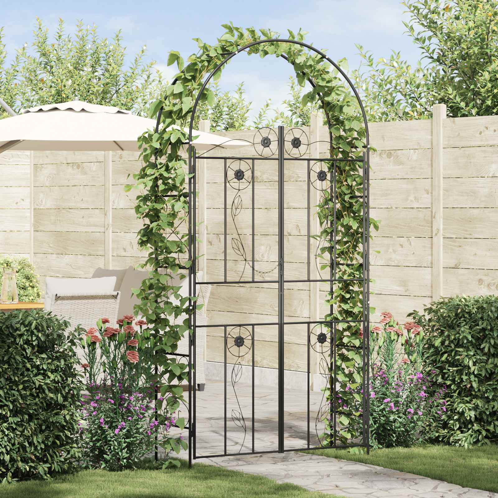 Arco da Giardino Nero 115 x 37 x 226 cm Acciaio