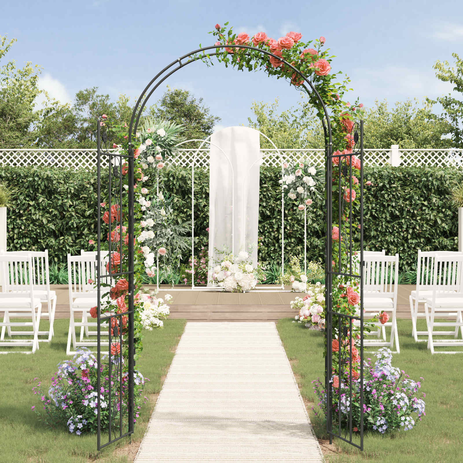 Arco da Giardino Nero 115 x 37 x 226 cm Acciaio