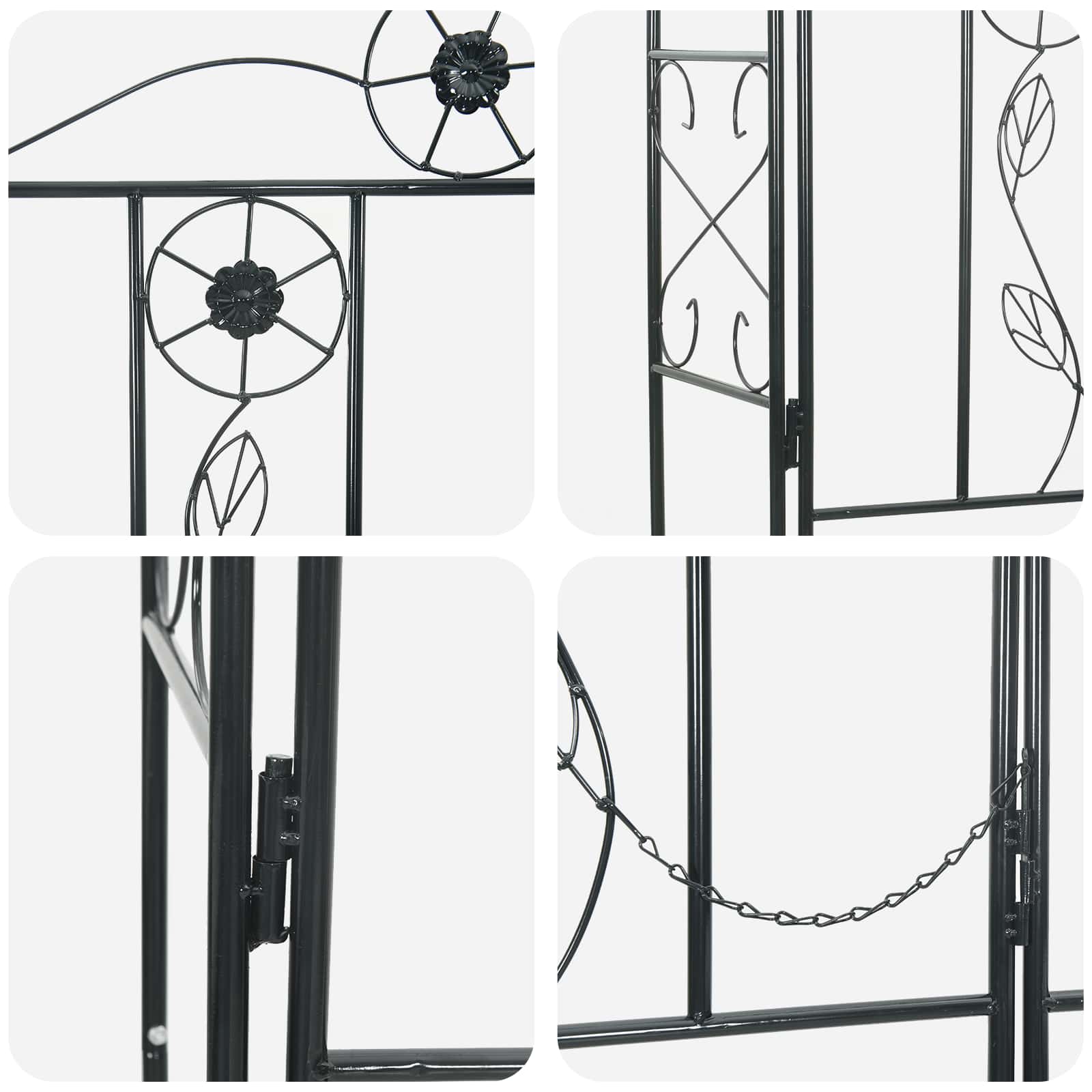 Arco da Giardino Nero 115 x 37 x 226 cm Acciaio