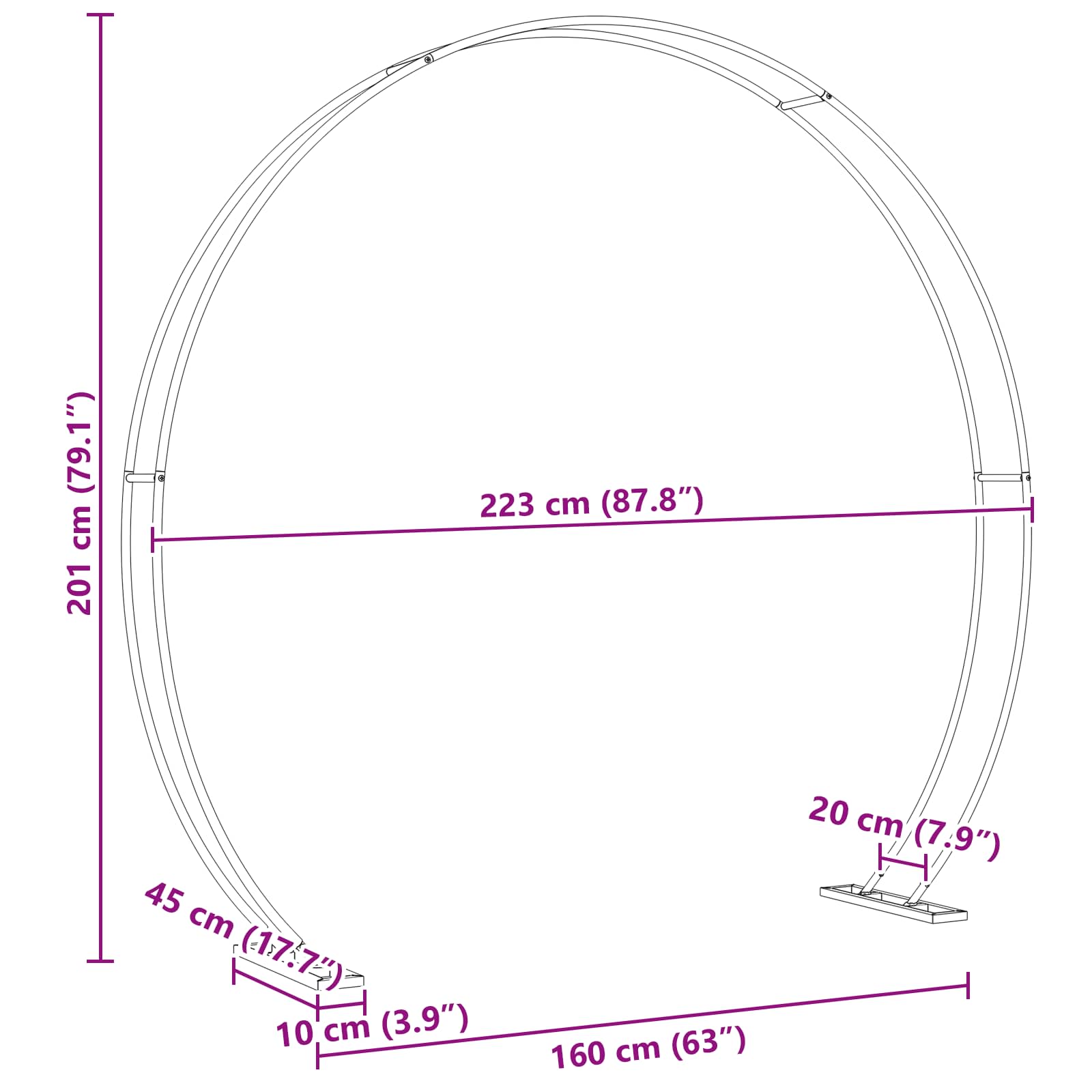 Arco Nuziale Bianco 223 x 45 x 201 cm Acciaio