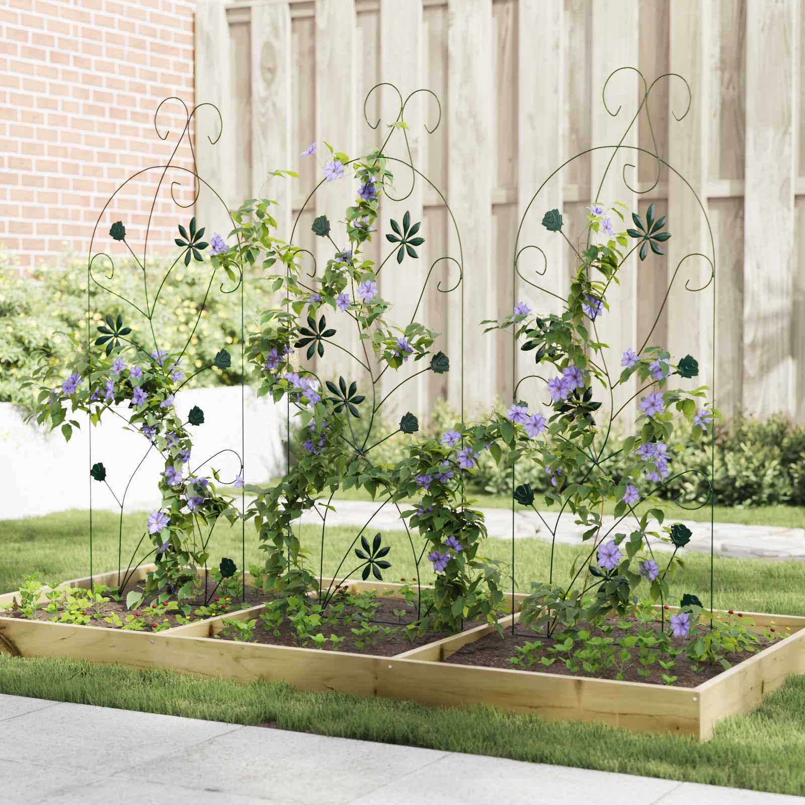 Recinzione per Giardino 3 pz Verde 112 x 39,5 cm Acciaio