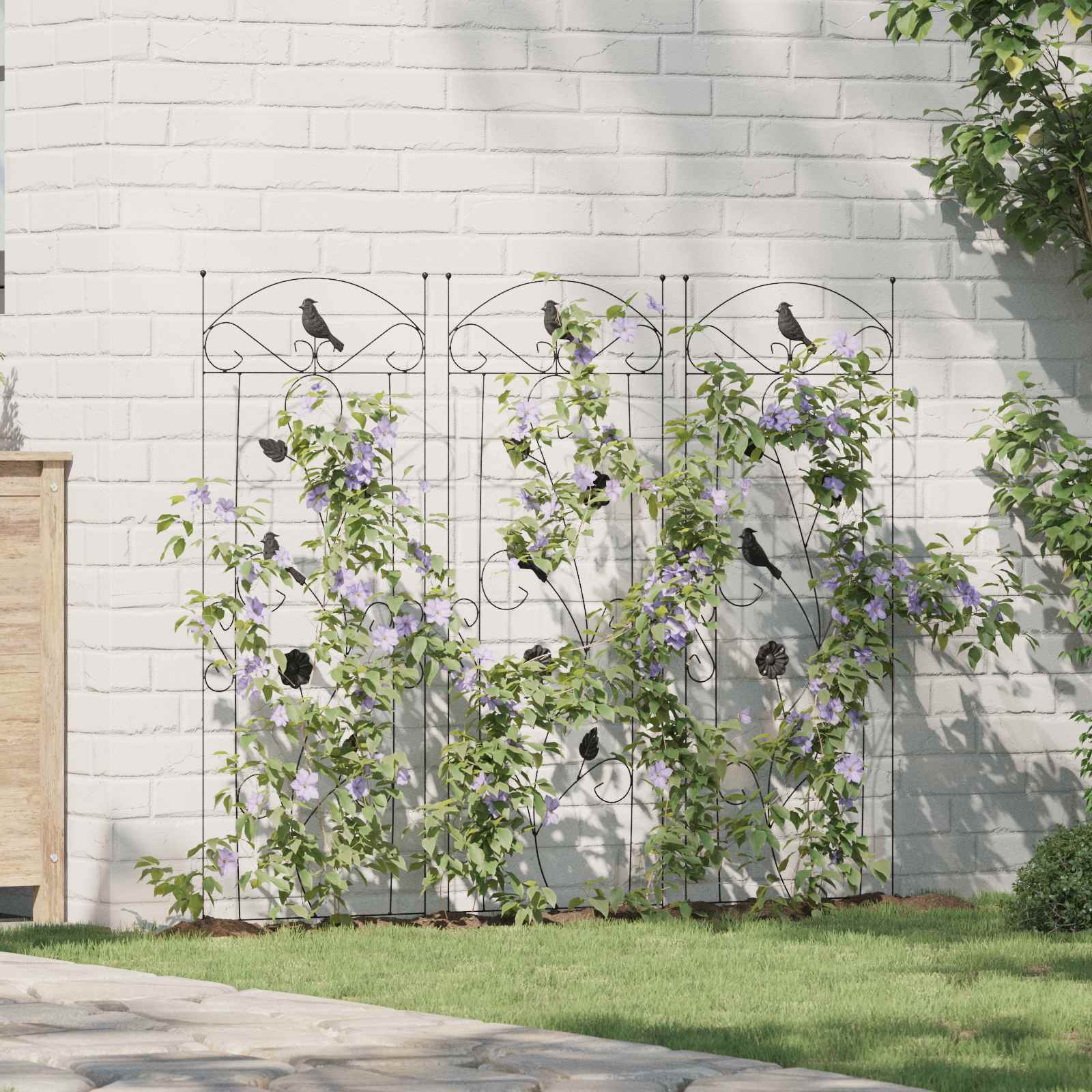 Recinzione per Giardino 3 pz Nero 110 x 40 cm Acciaio