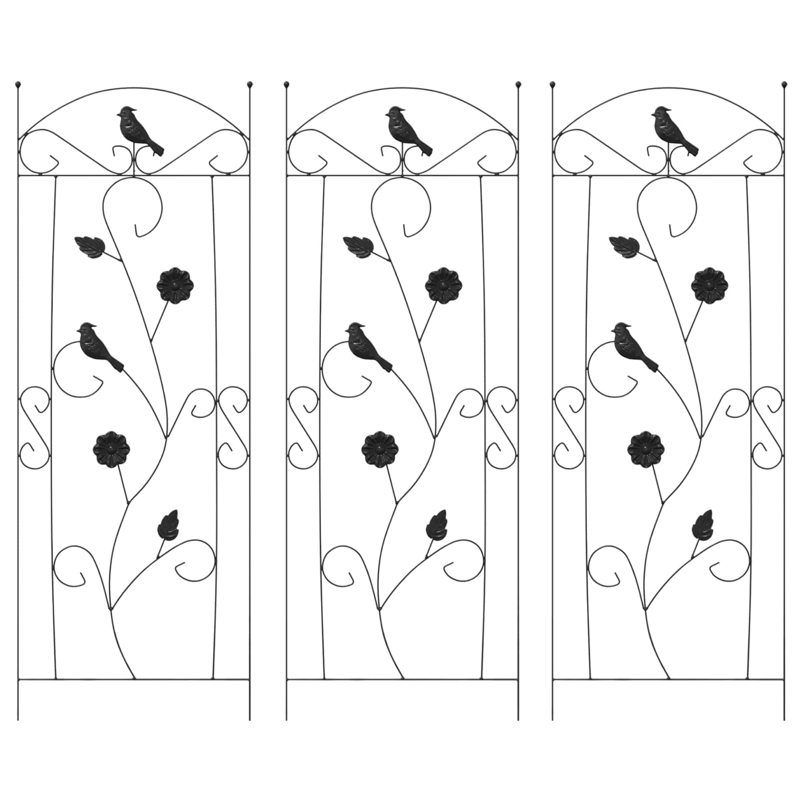 Recinzione per Giardino 3 pz Nero 110 x 40 cm Acciaio