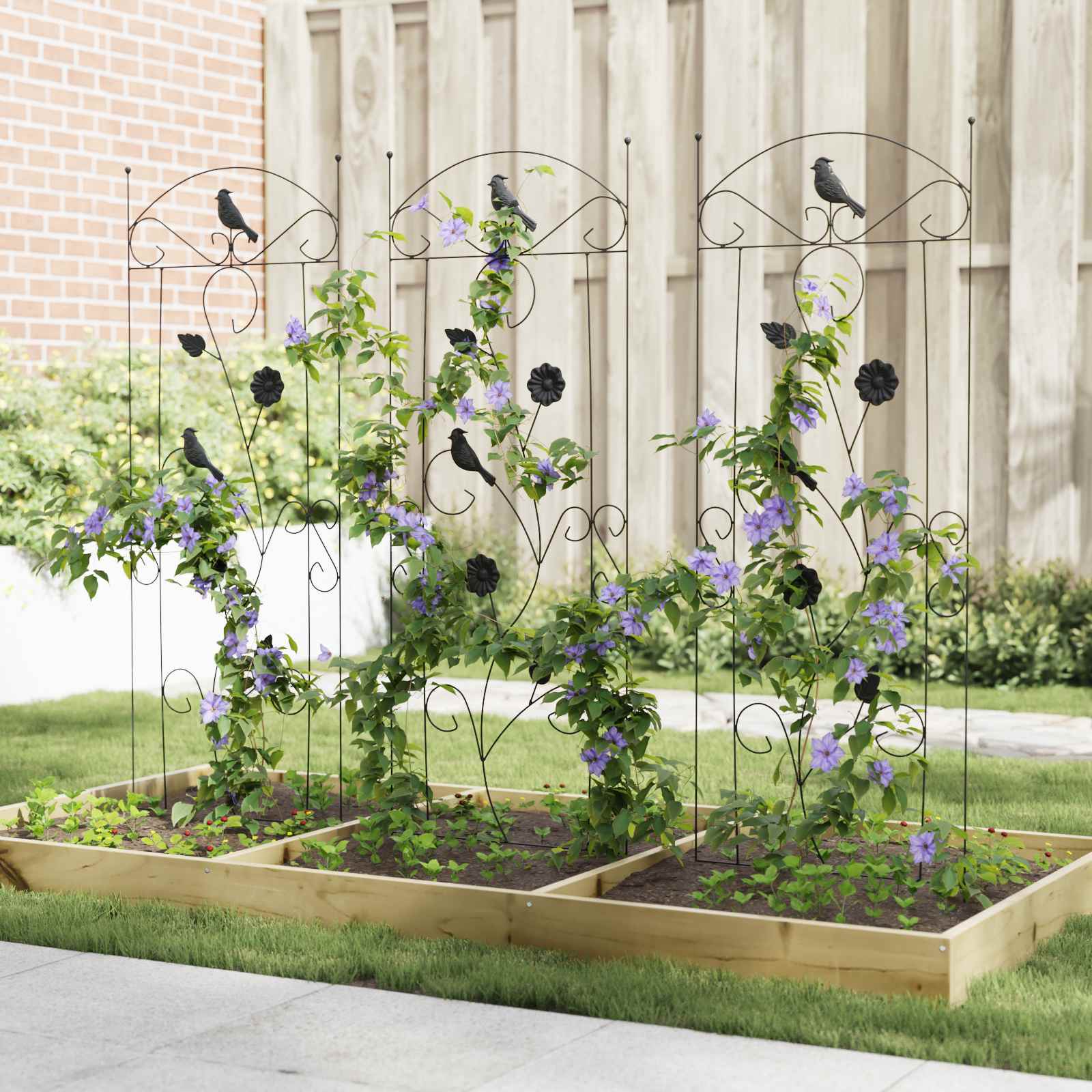 Recinzione per Giardino 3 pz Nero 110 x 40 cm Acciaio