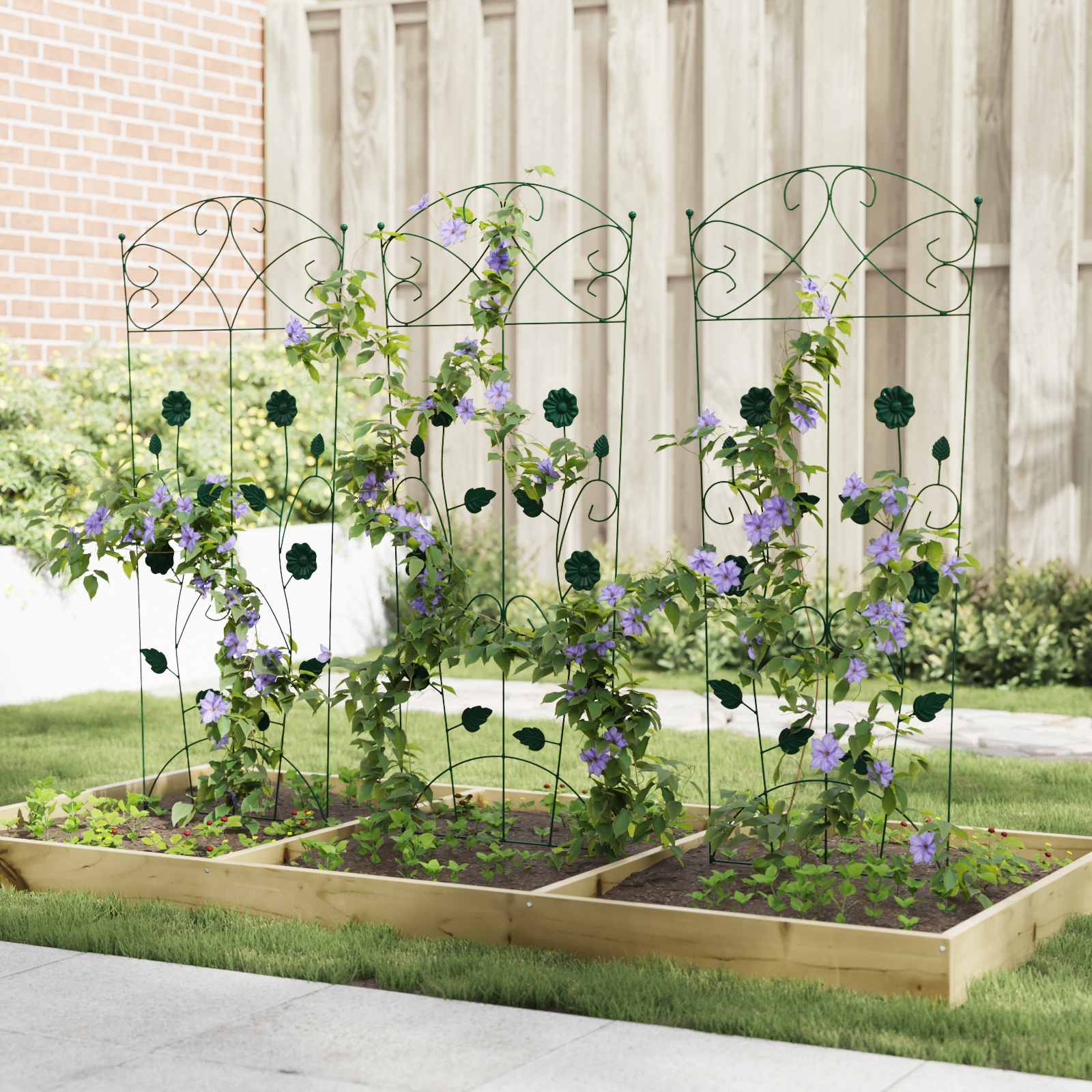 Recinzione per Giardino 3 pz Verde 110,5 x 42,5 cm Acciaio