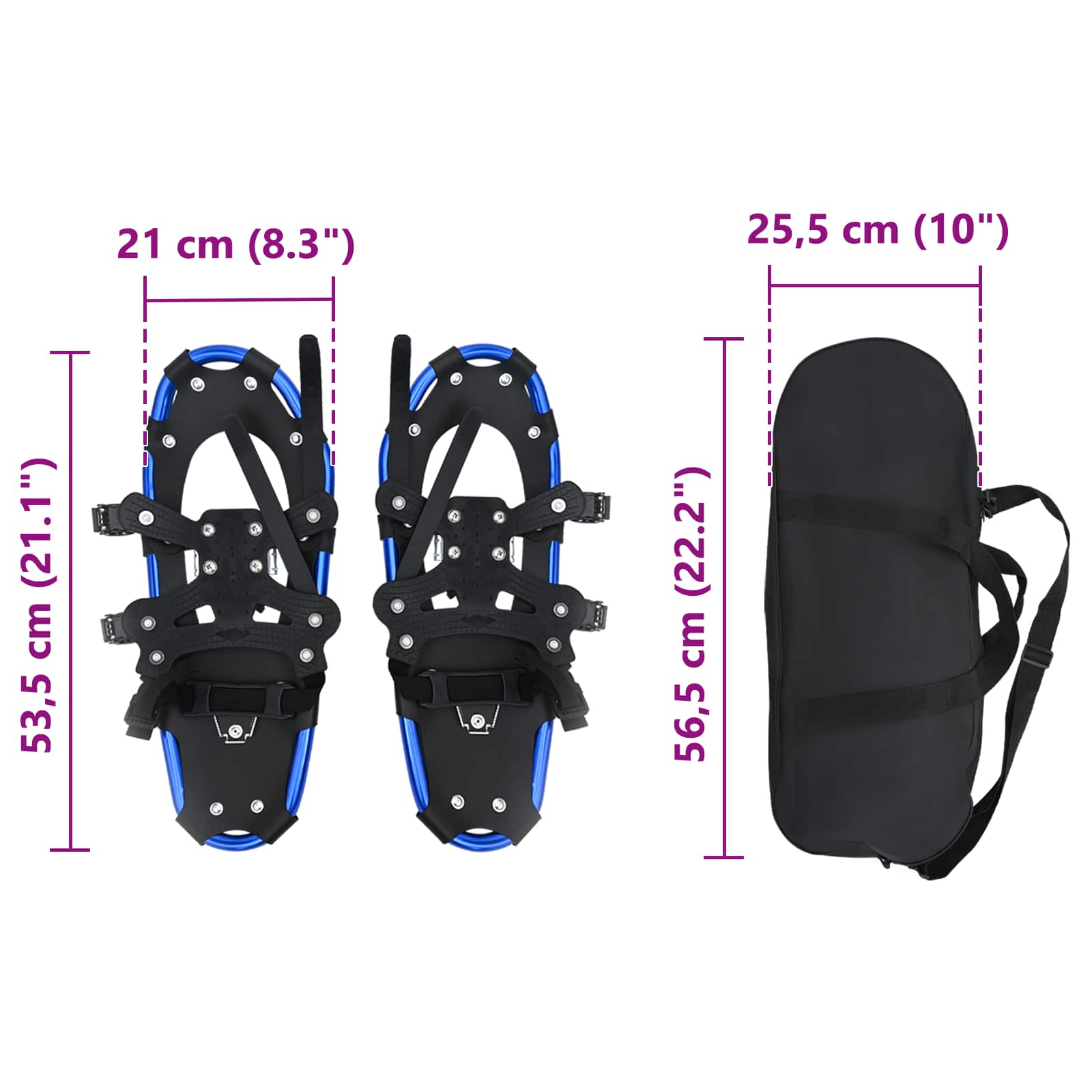Ciaspole 3 in 1 Blu e Nero 53,5 x 21 cm Alluminio e HDPE