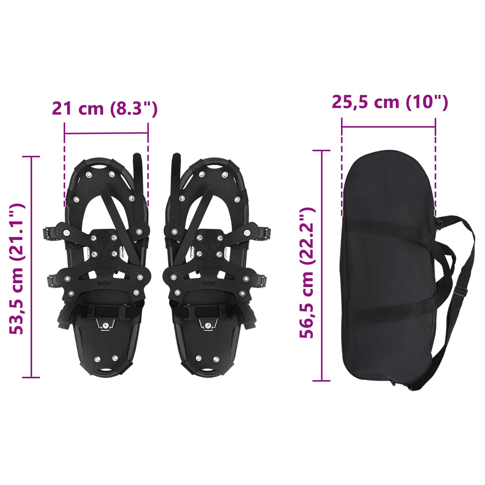 Ciaspole 3 in 1 Nero 53,5 x 21 cm Alluminio e HDPE