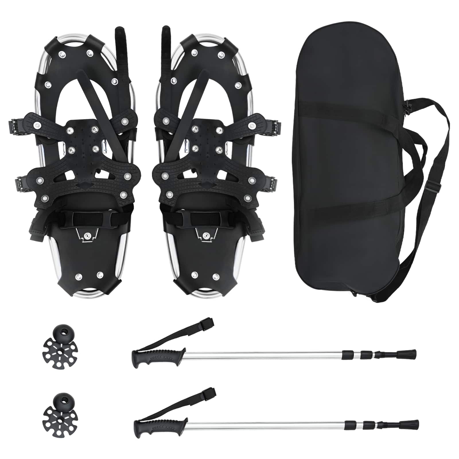 Racchette da neve 3 in 1 con bastoni da trekking Argento e Nero