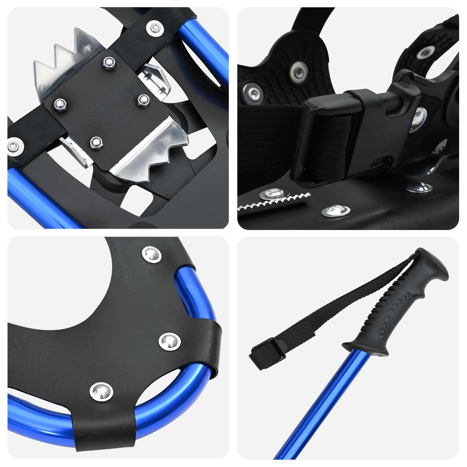 Racchette da neve 3 in 1 con bastoni da trekking Blu e Nero