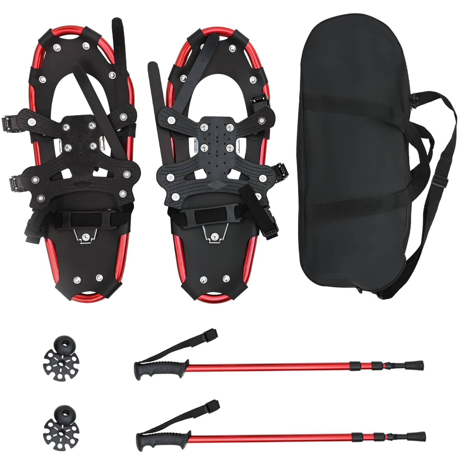 Racchette da neve 3 in 1 con bastoni da trekking Rosso e Nero