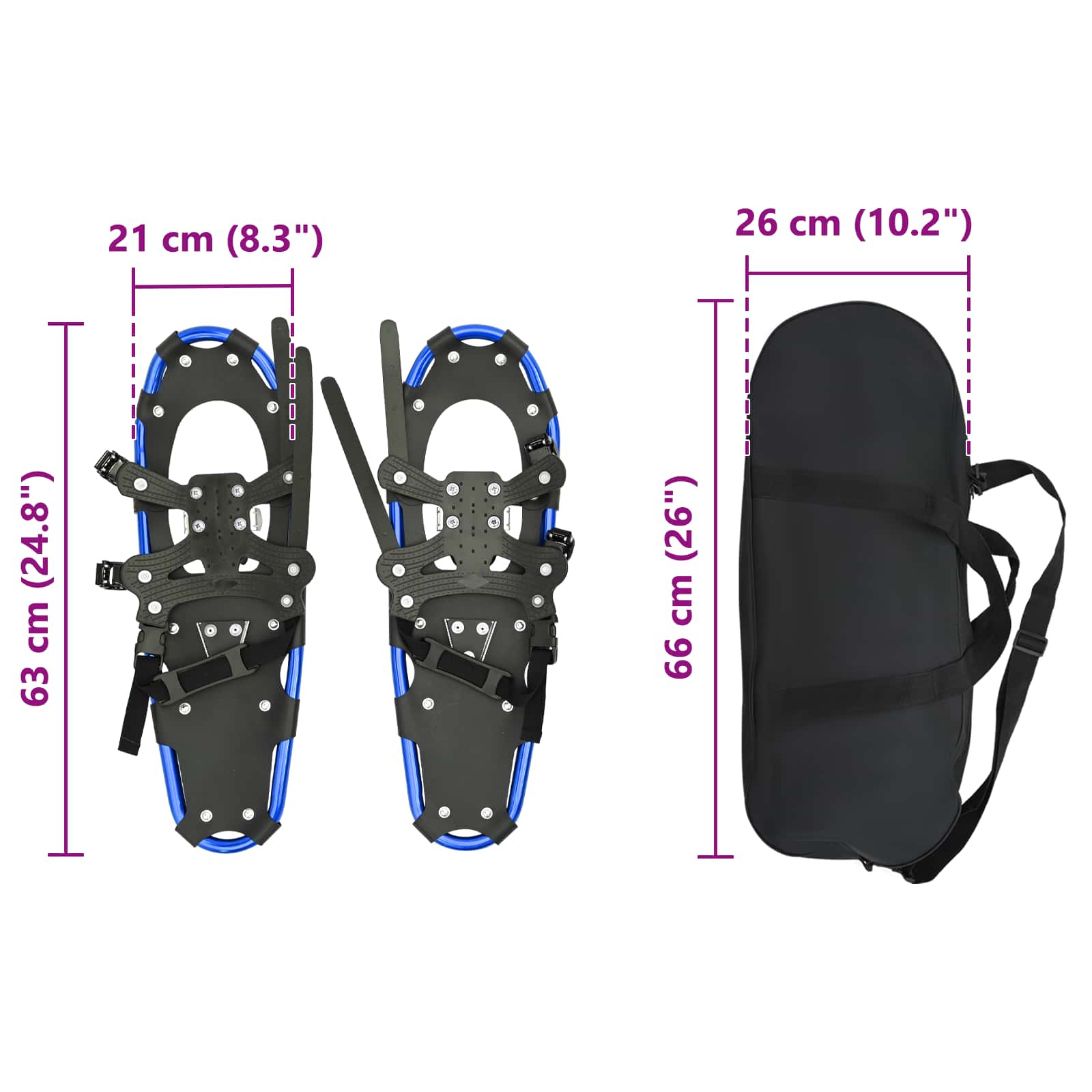 Ciaspole 3 in 1 Blu e Nero 63 x 21 cm Alluminio e HDPE