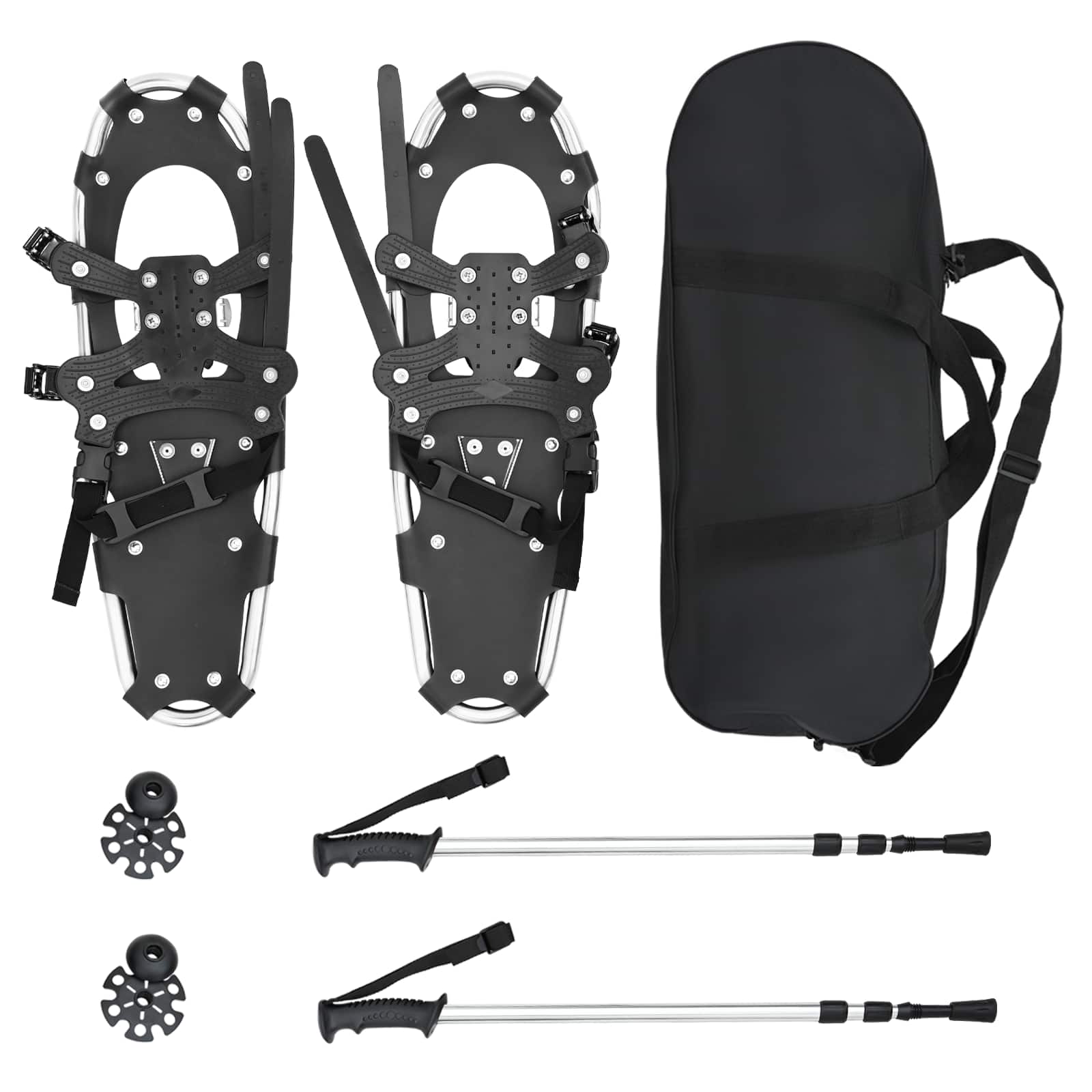 Racchette da neve 3 in 1 con bastoni da trekking Argento e Nero