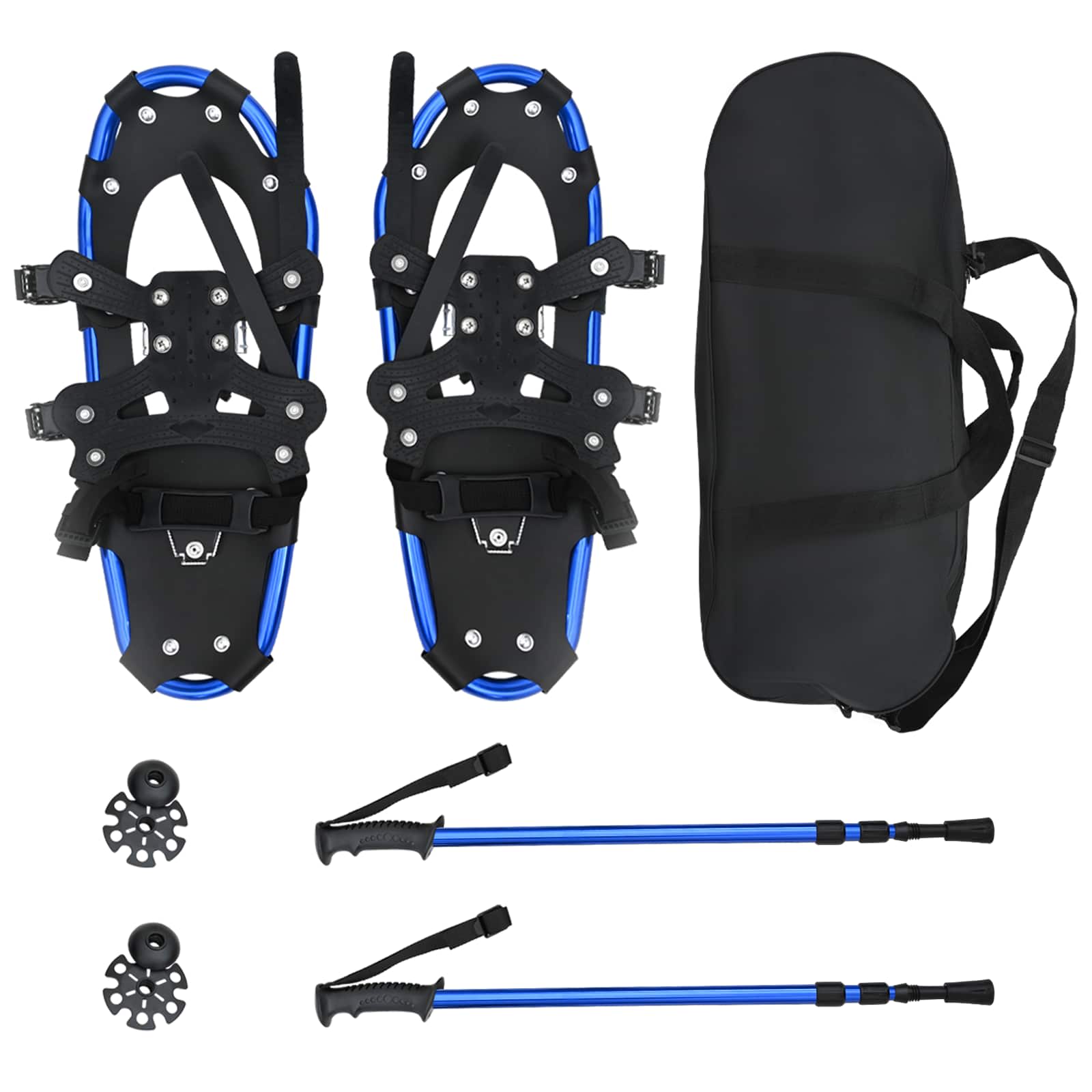 Racchette da neve 3 in 1 con bastoni da trekking Blu e Nero