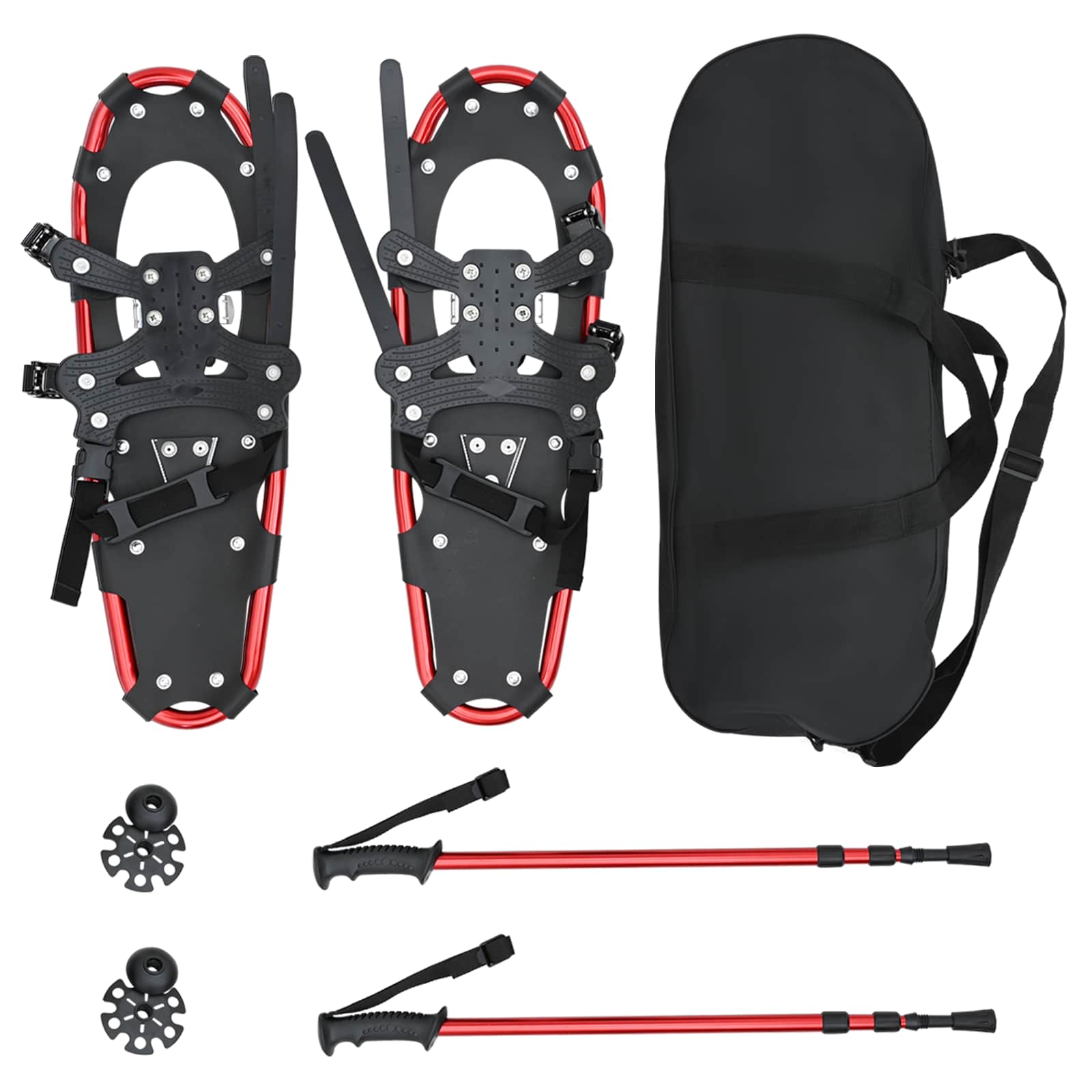Racchette da neve 3 in 1 con bastoni da trekking Rosso e Nero