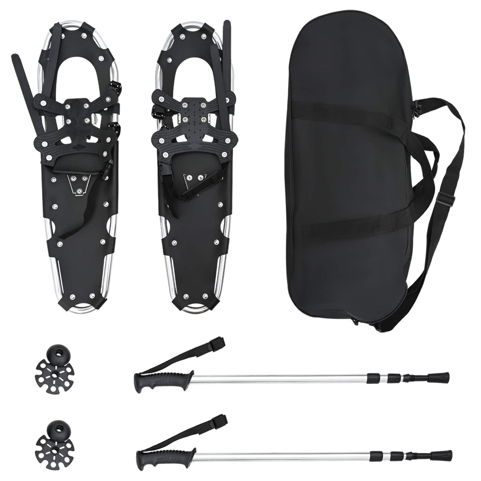 Racchette da neve 3 in 1 con bastoni da trekking Argento e Nero