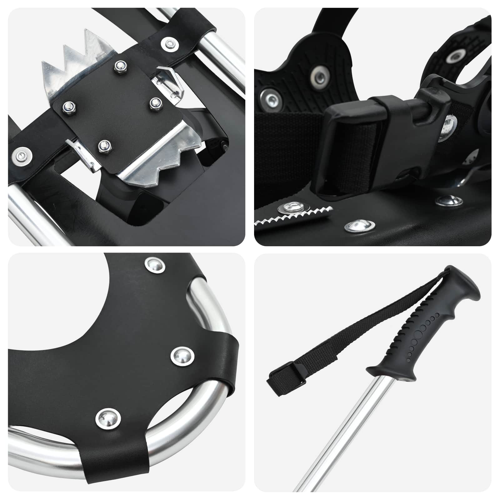 Racchette da neve 3 in 1 con bastoni da trekking Argento e Nero
