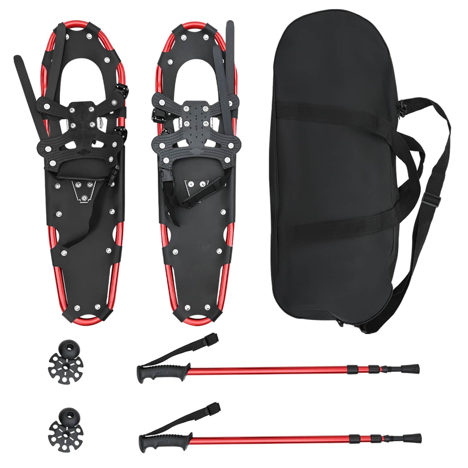 Racchette da neve 3 in 1 con bastoni da trekking Rosso e Nero