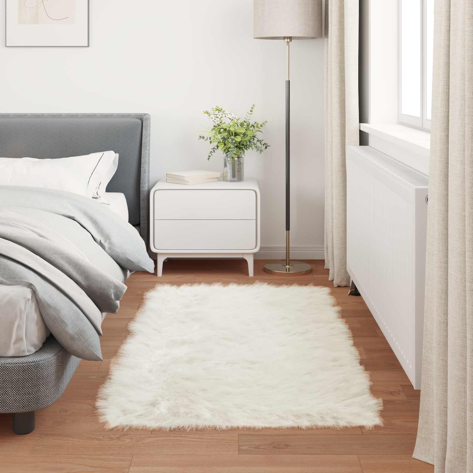 Tappeto in finta TAFALLA Bianco 80 x 150 cm Poliestere