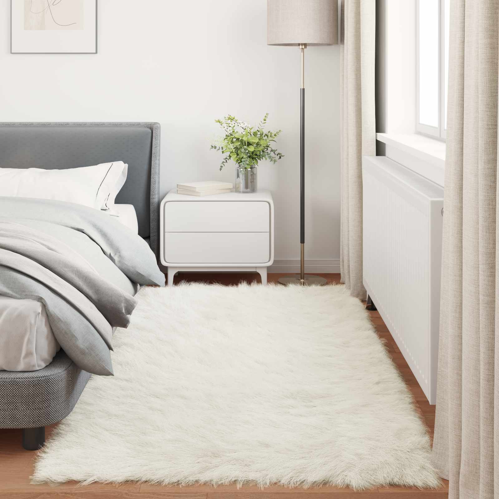Tappeto in finta TAFALLA Bianco 100 x 200 cm Poliestere