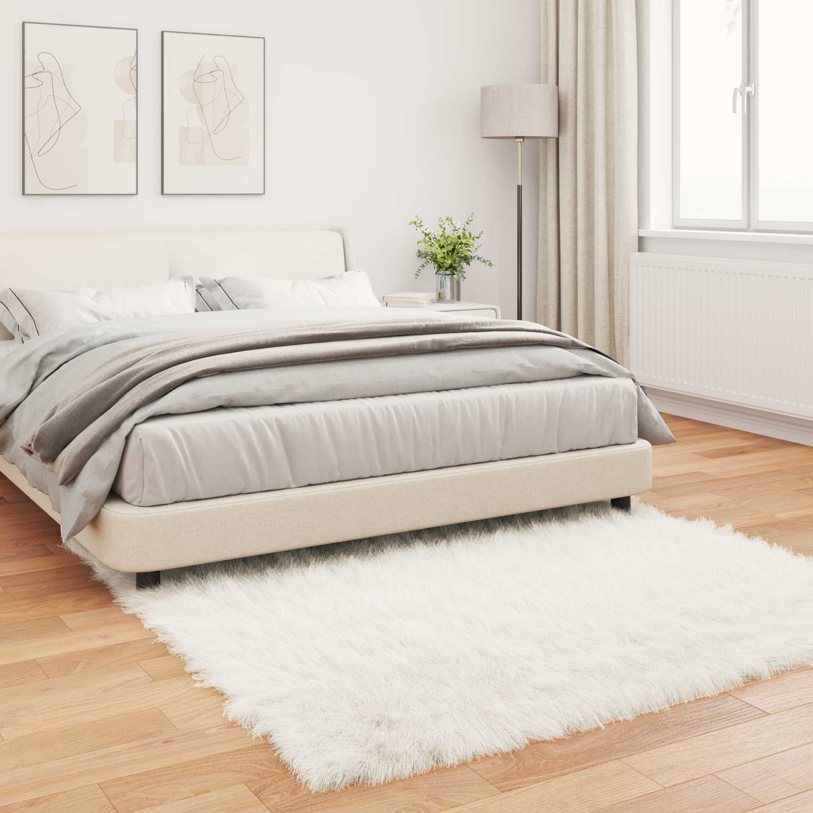 Tappeto in finta TAFALLA Bianco 120 x 120 cm Poliestere