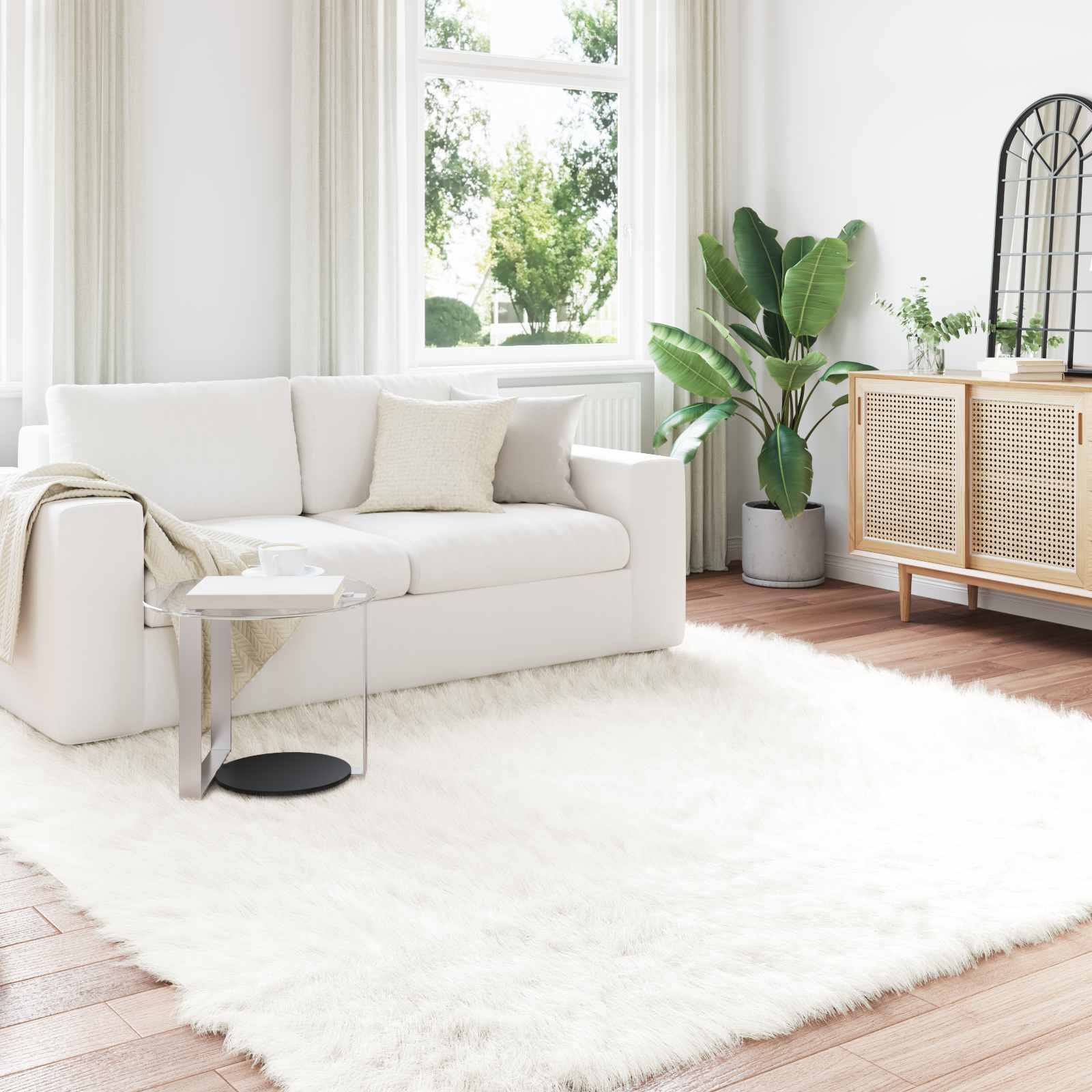 Tappeto in finta TAFALLA Bianco 240 x 240 cm Poliestere