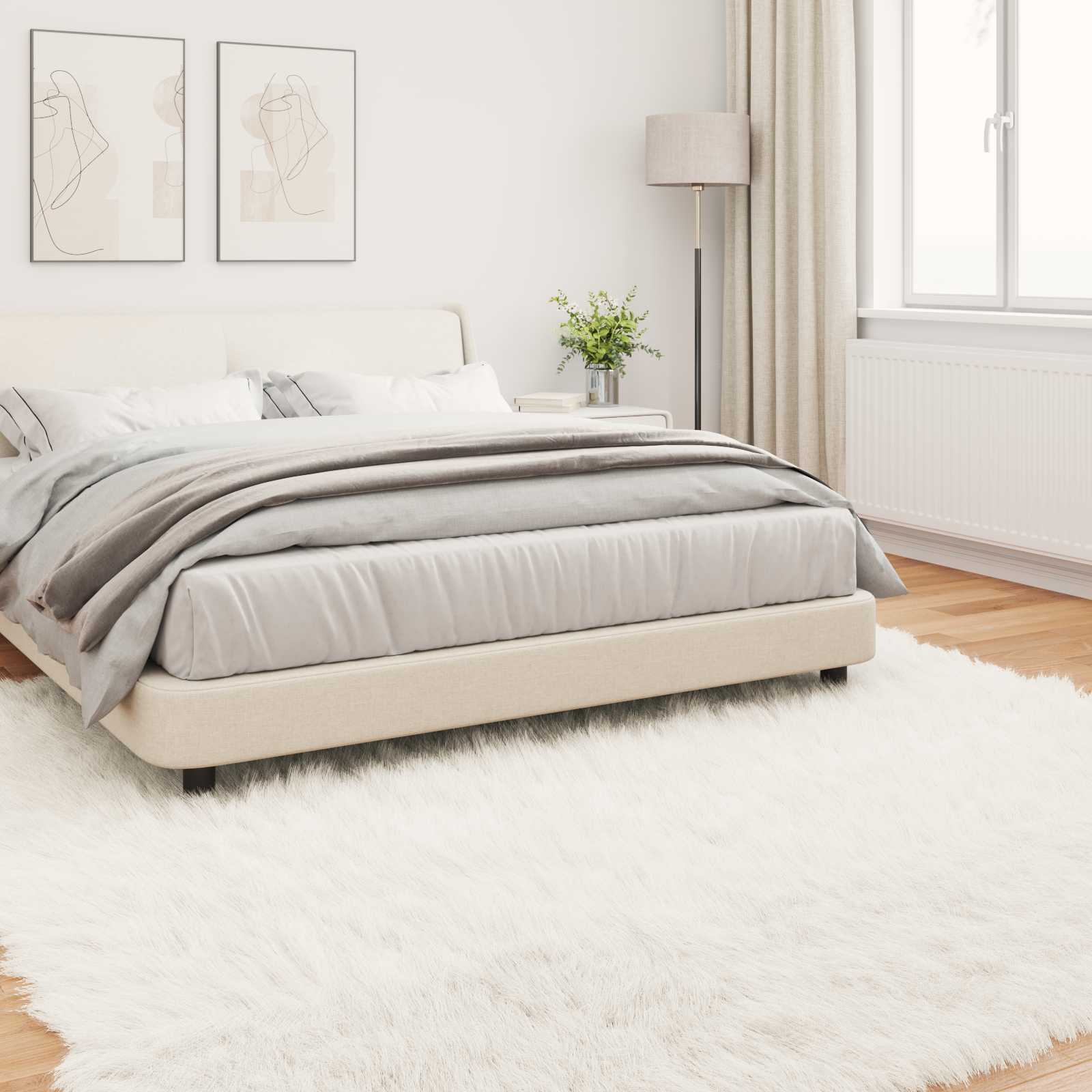 Tappeto in finta TAFALLA Bianco 240 x 240 cm Poliestere