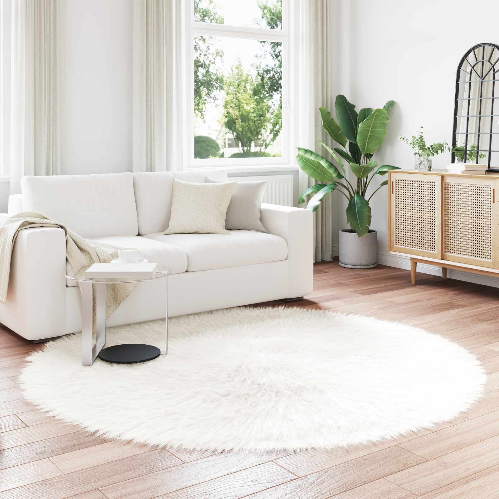 Tappeto in finta TAFALLA Bianco Ø 200 cm Poliestere
