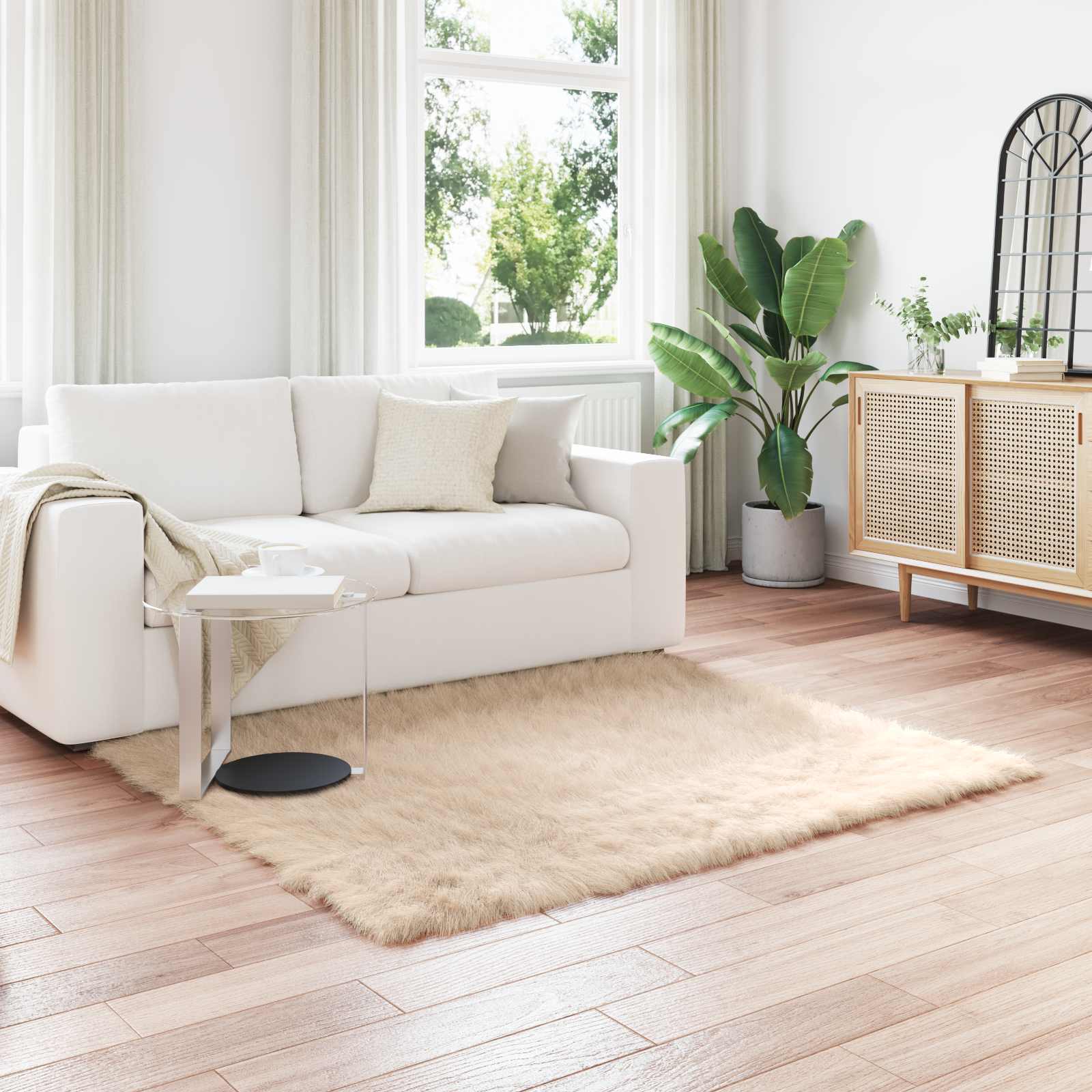 Tappeto in finta TAFALLA Beige 120 x 120 cm Poliestere