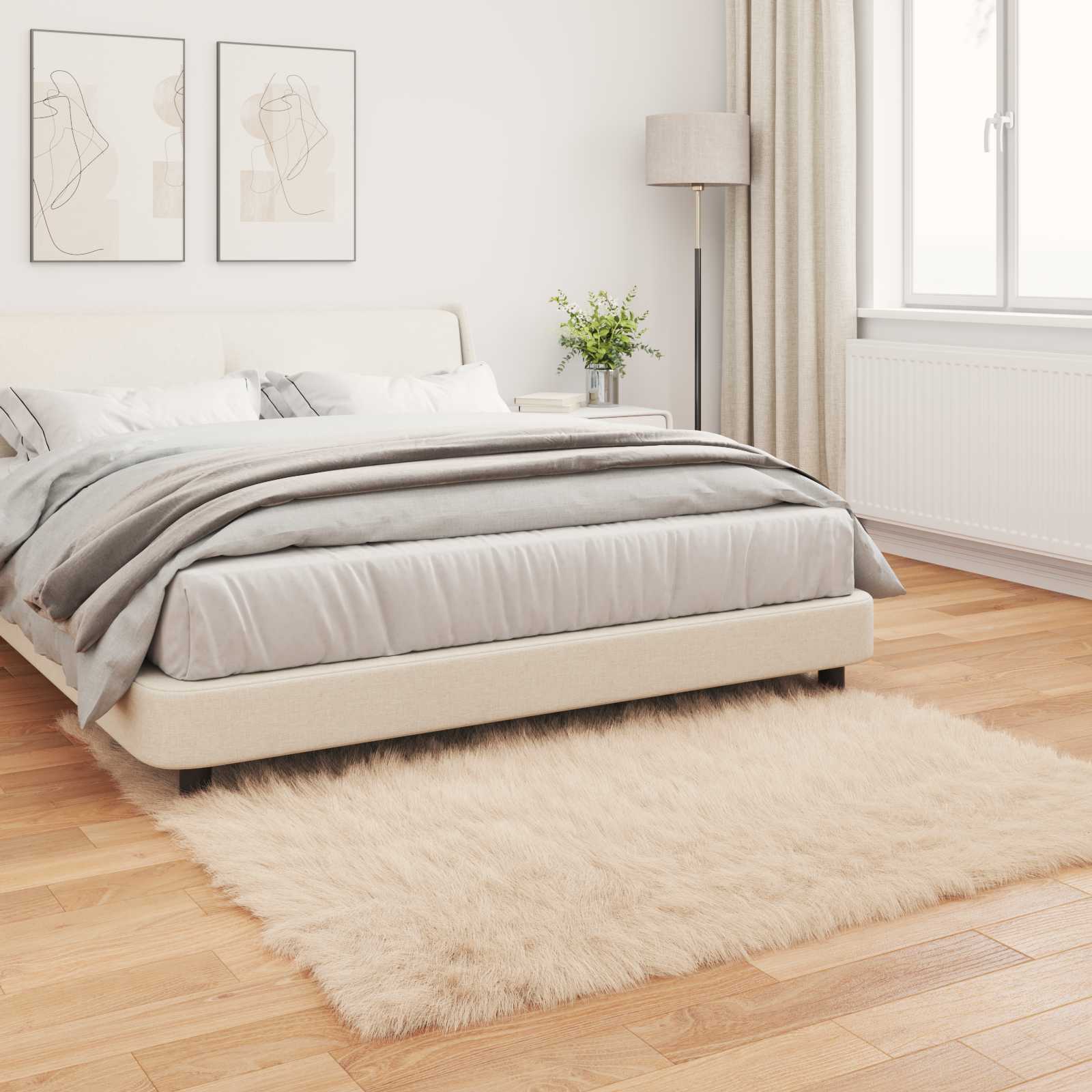 Tappeto in finta TAFALLA Beige 120 x 120 cm Poliestere