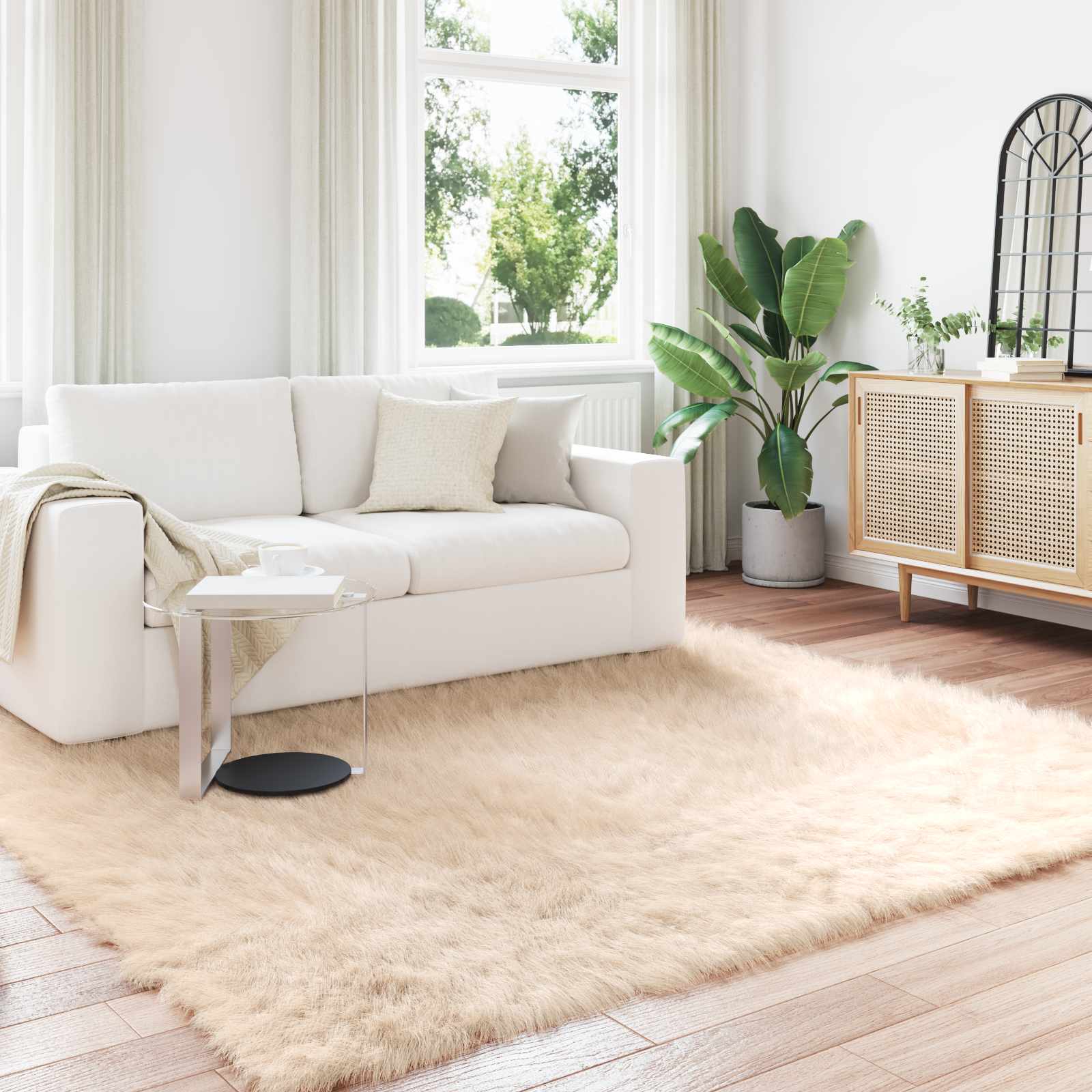 Tappeto in finta TAFALLA Beige 240 x 240 cm Poliestere